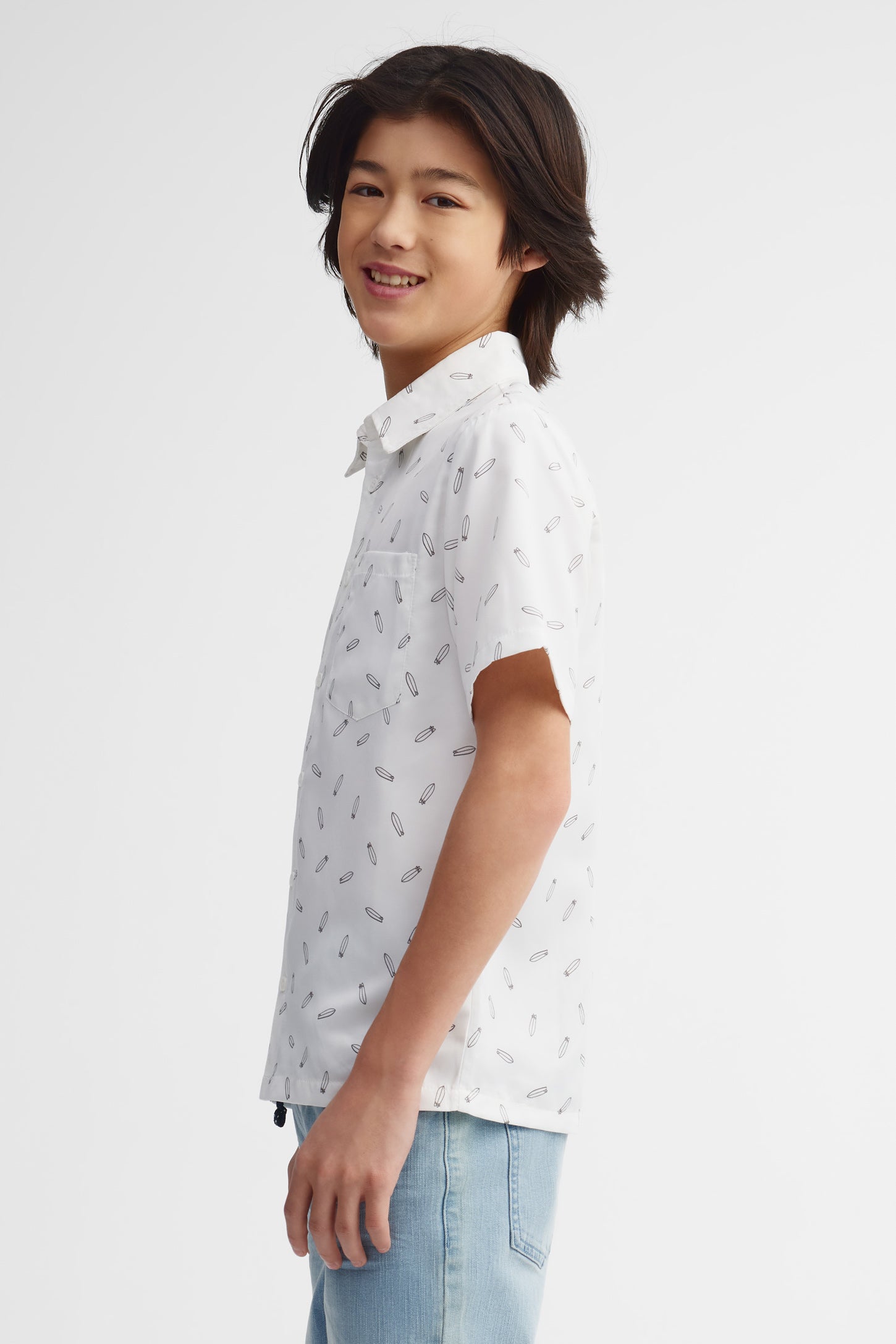 Chemise manches courtes imprimée - Ado garçon && BLANC MULTI