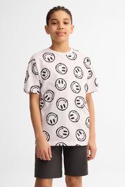 T-shirt col rond coupe ample coton, 2/25$ - Ado garçon && BLANC MULTI