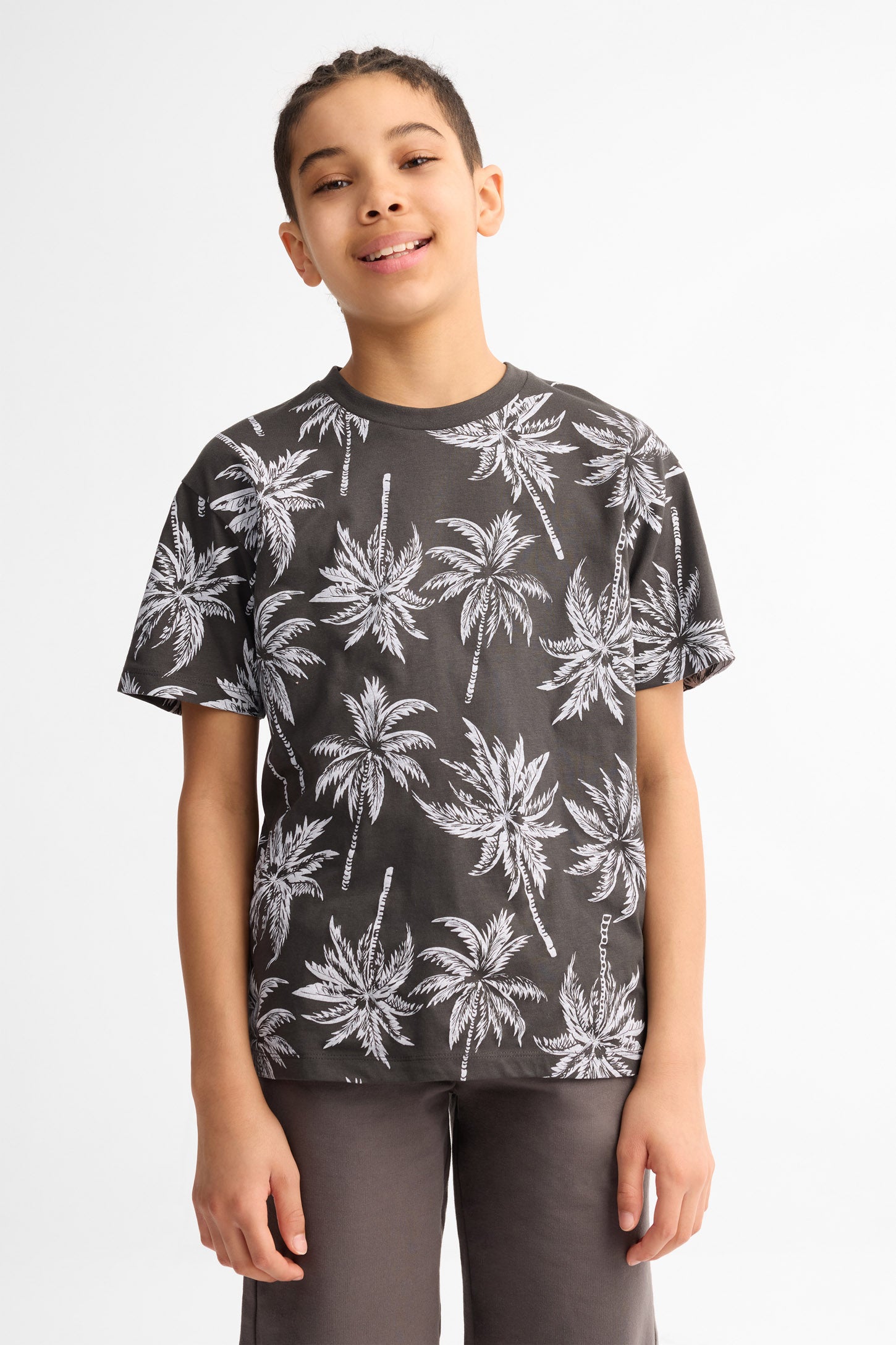 T-shirt col rond coupe ample coton, 2/25$ - Ado garçon && NOIR/MULTI