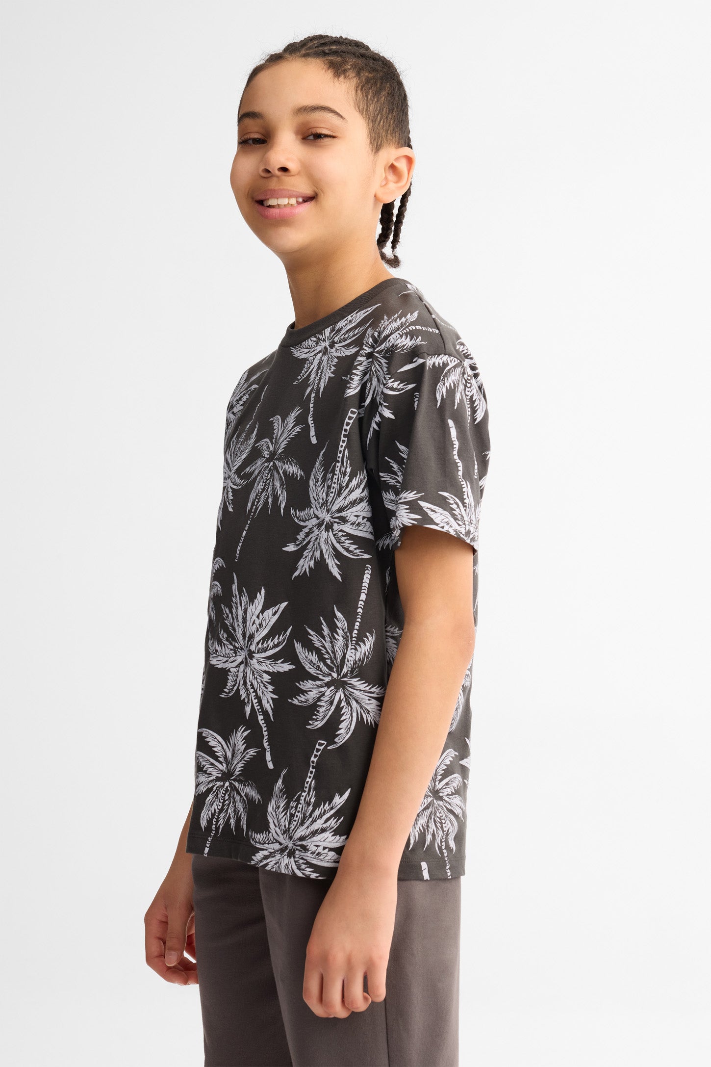 T-shirt col rond coupe ample coton, 2/25$ - Ado garçon && NOIR/MULTI