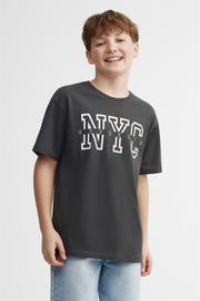 T-shirt col rond, 2/25- ado garçon && NOIR