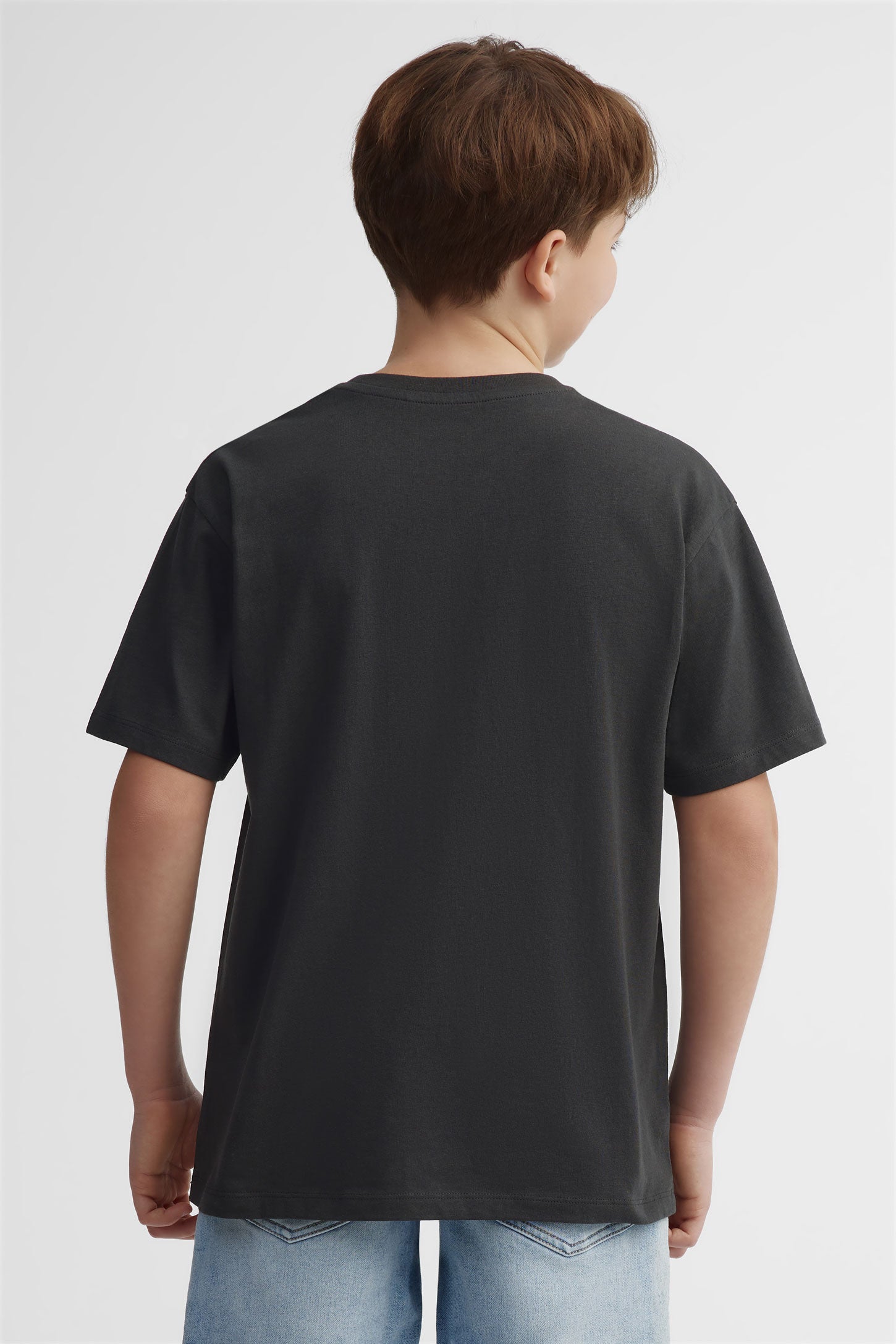 T-shirt col rond, 2/25- ado garçon && NOIR