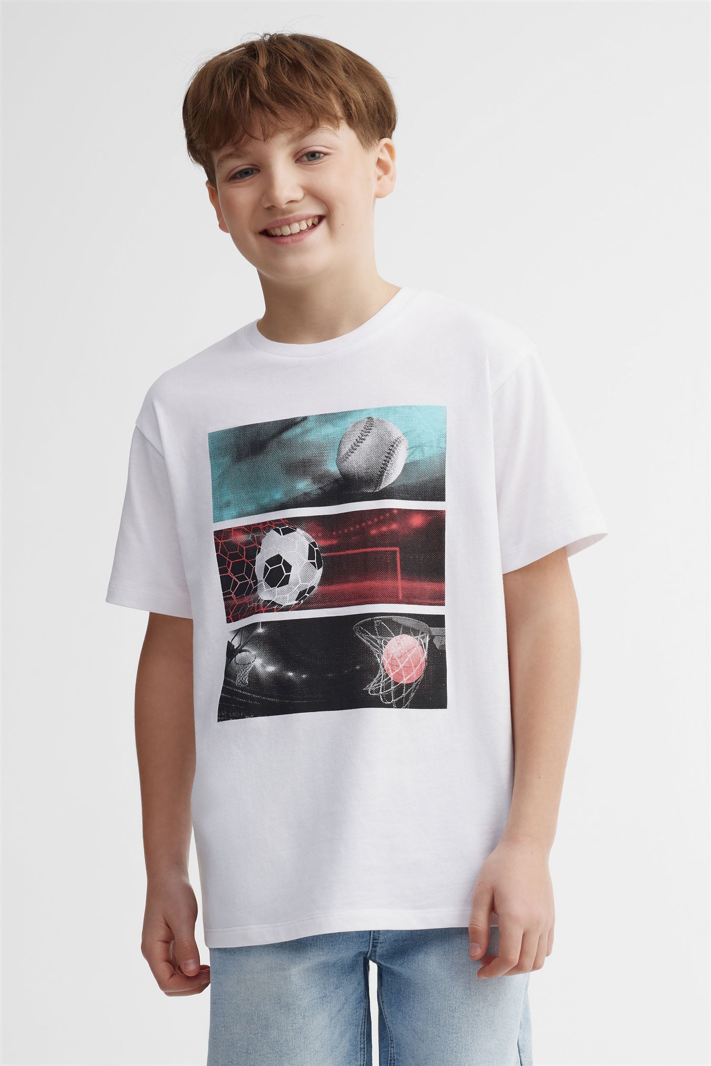 T-shirt col rond oversized blanc femme