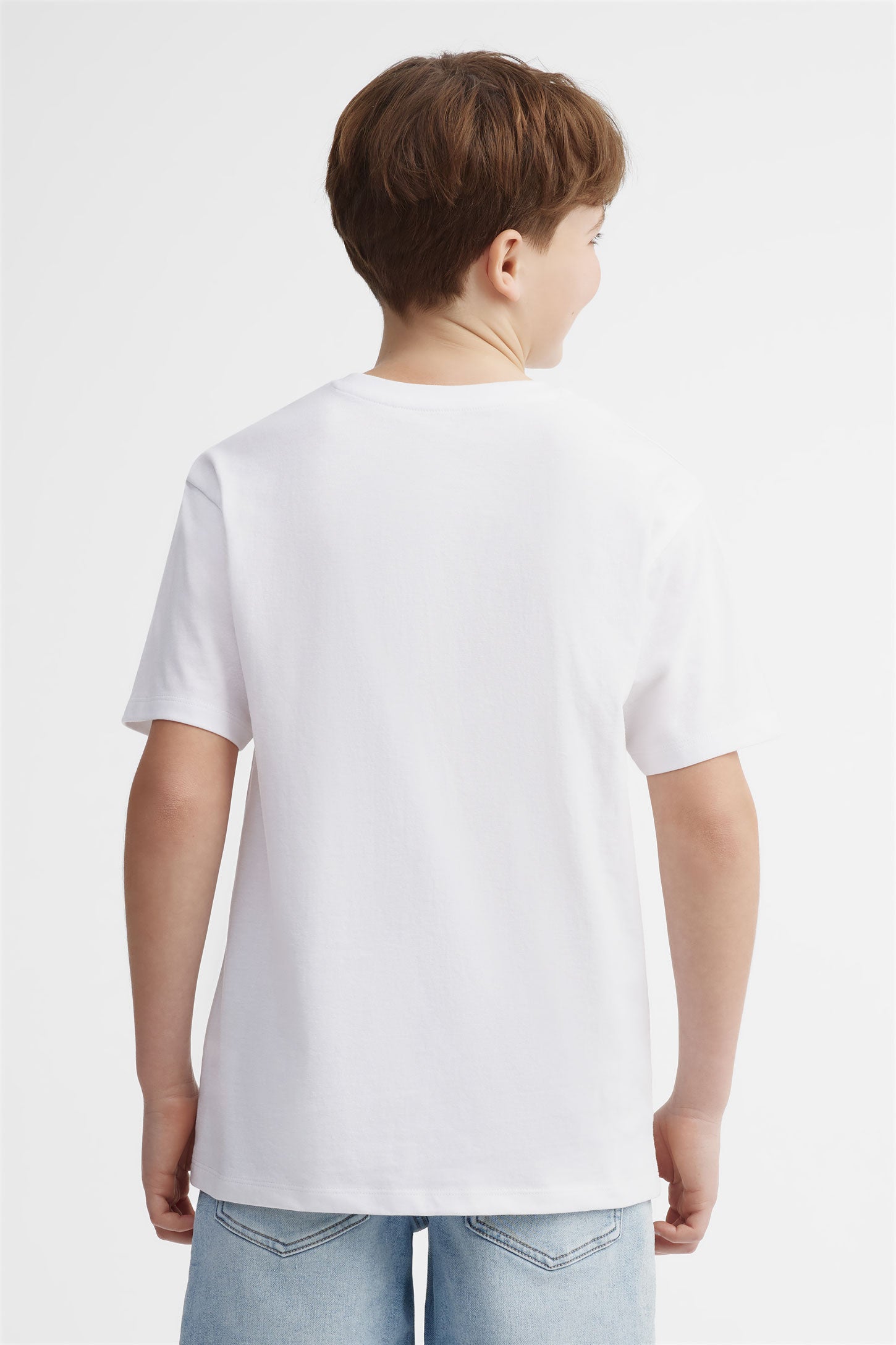 T-shirt col rond, 2/25- ado garçon && BLANC
