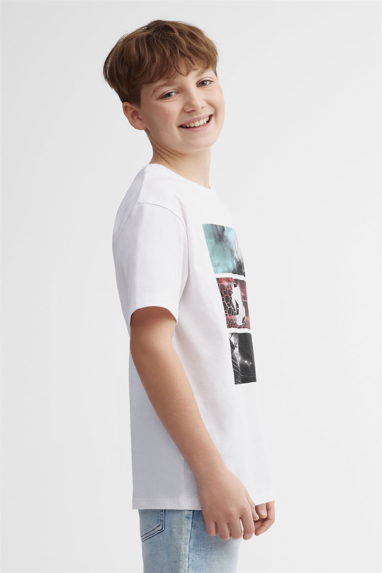 T-shirt col rond, 2/25- ado garçon && BLANC