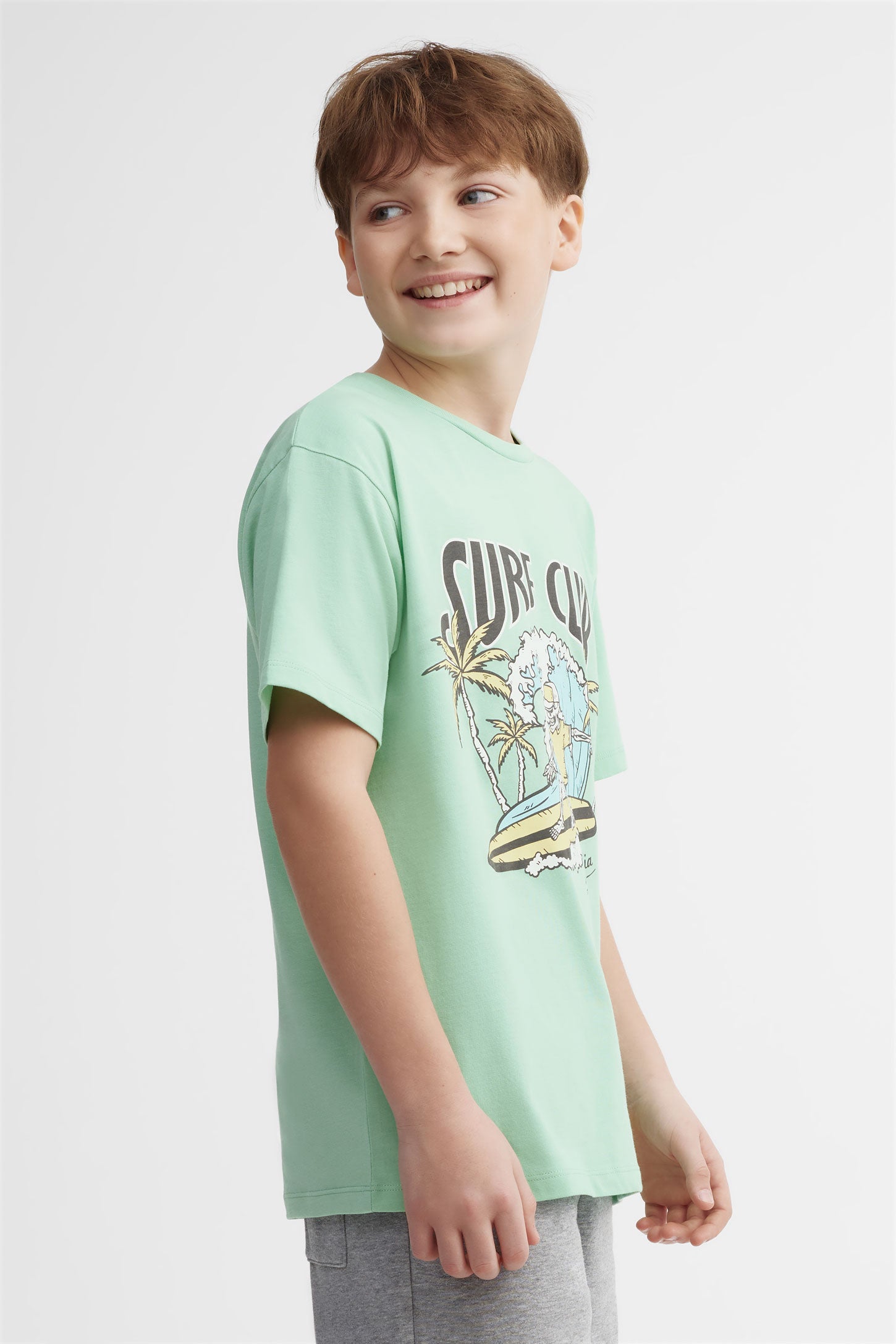 T-shirt col rond, 2/25- ado garçon && VERT