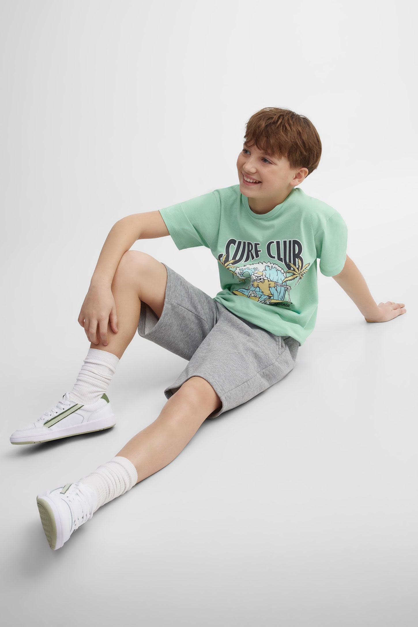 T-shirt col rond, 2/25- ado garçon && VERT