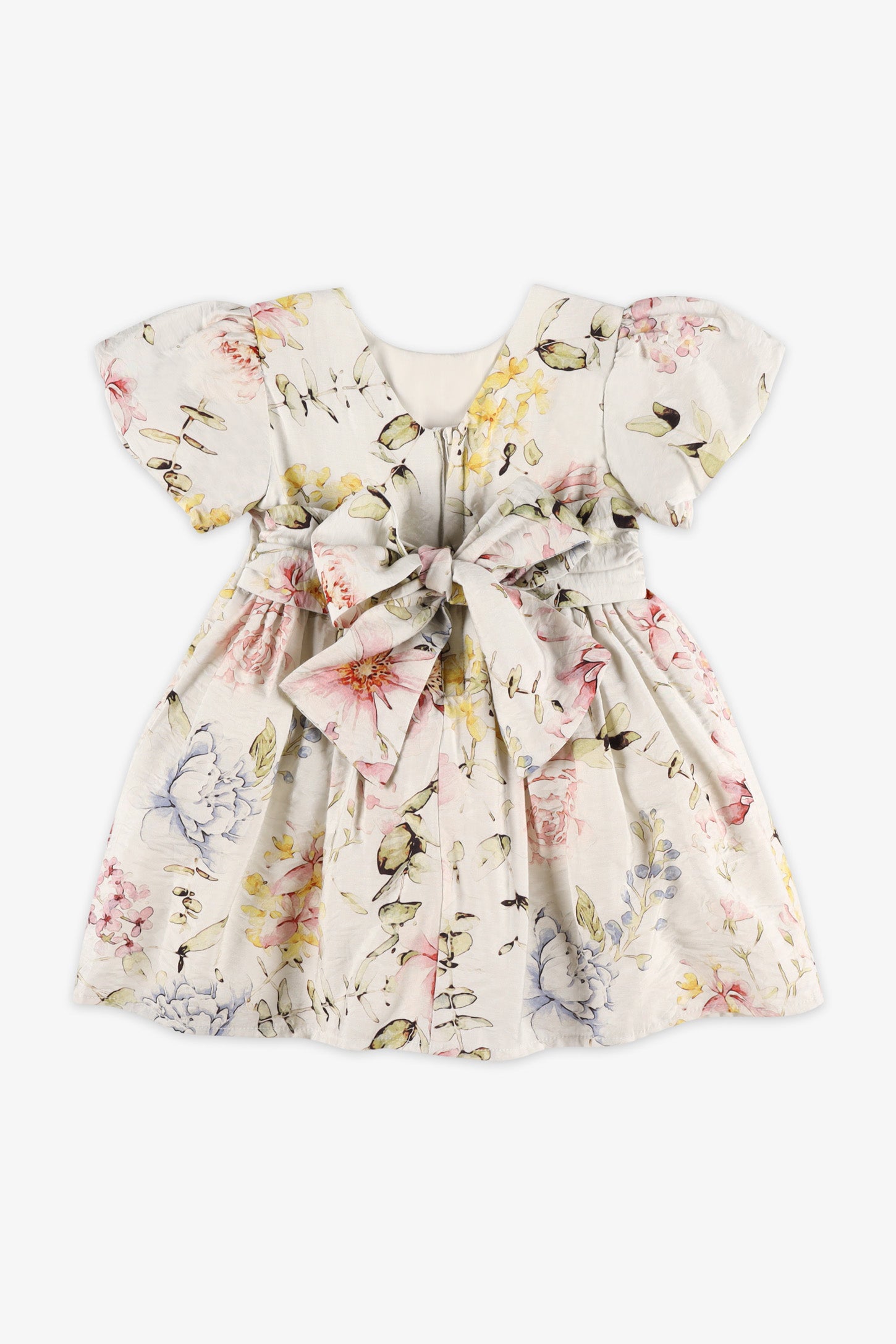 Robe manches courtes imprimé floral - Bébé fille && BLANC MULTI