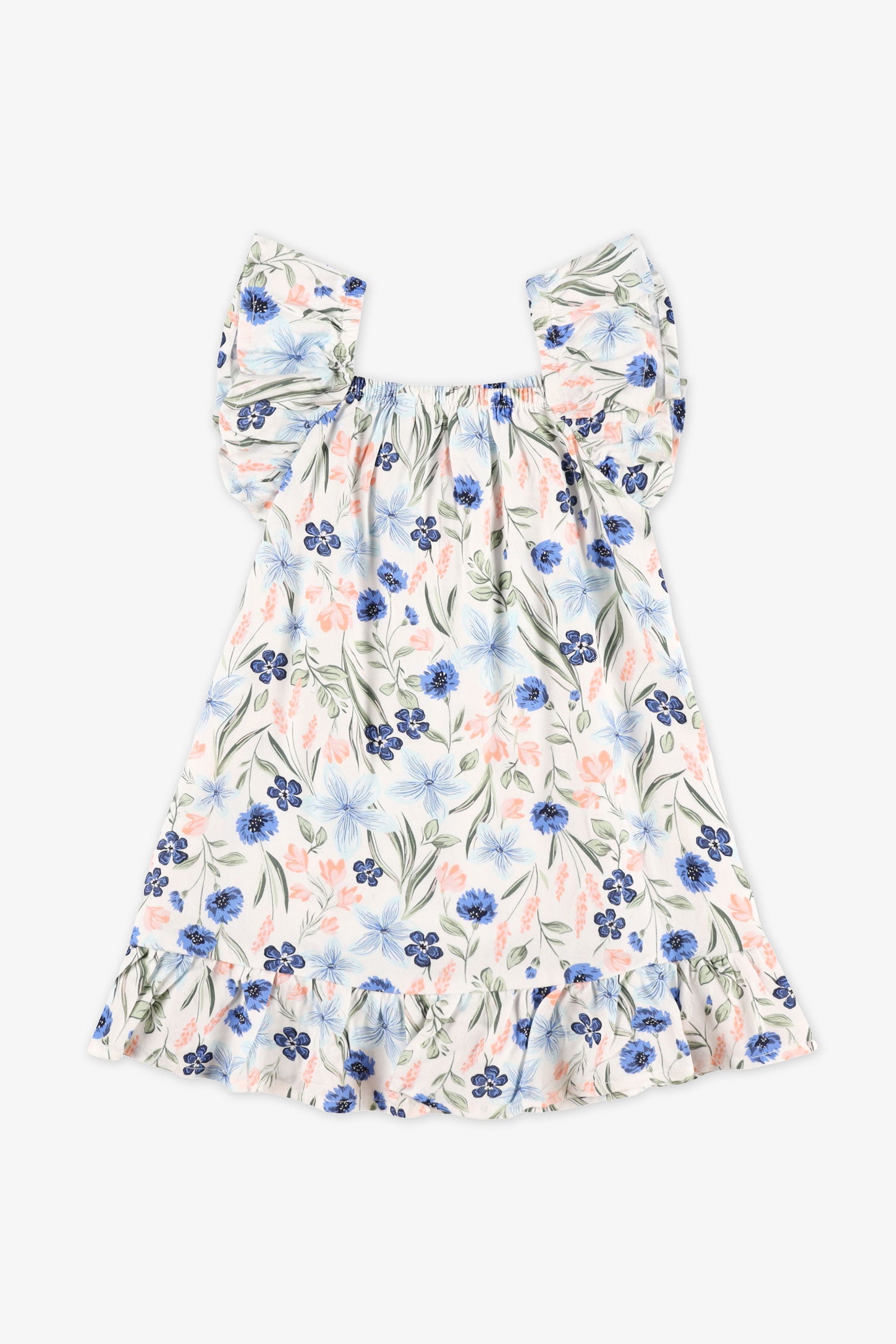 Robe à volants challis, 2T-3T - Bébé fille && BLANC MULTI