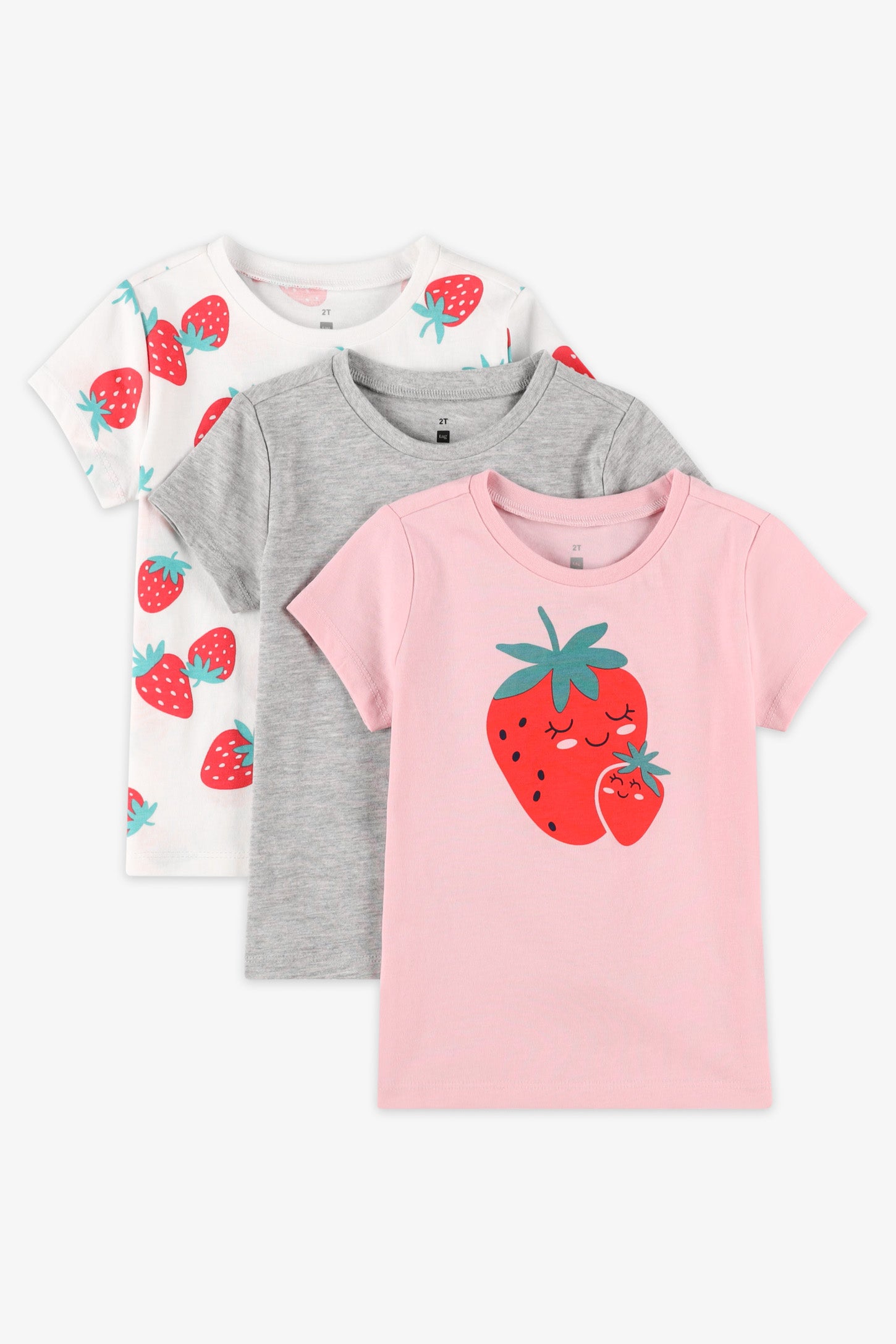 Lot de 3 t-shirts coton - Bébé fille && ROSE