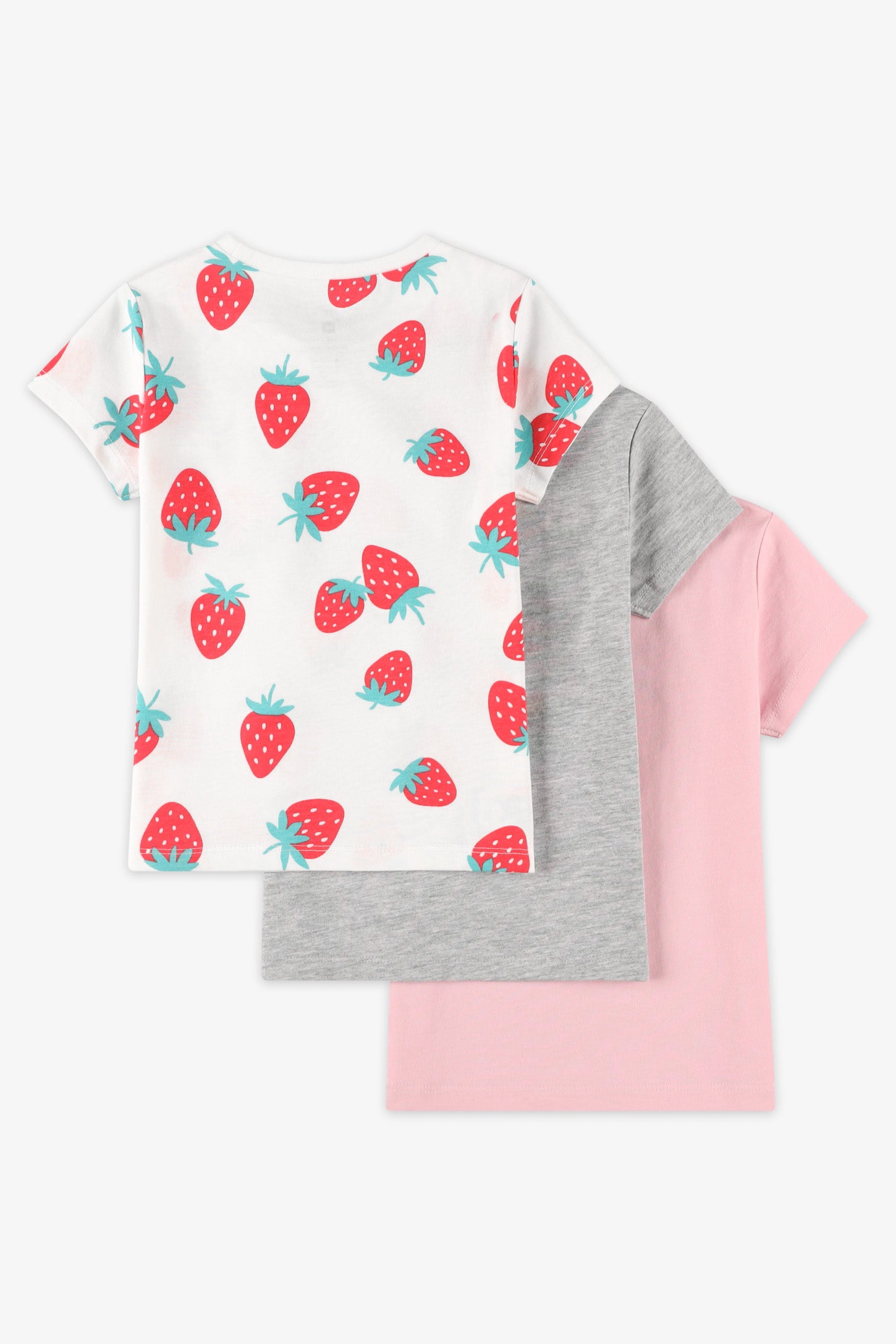 Lot de 3 t-shirts coton - Bébé fille && ROSE