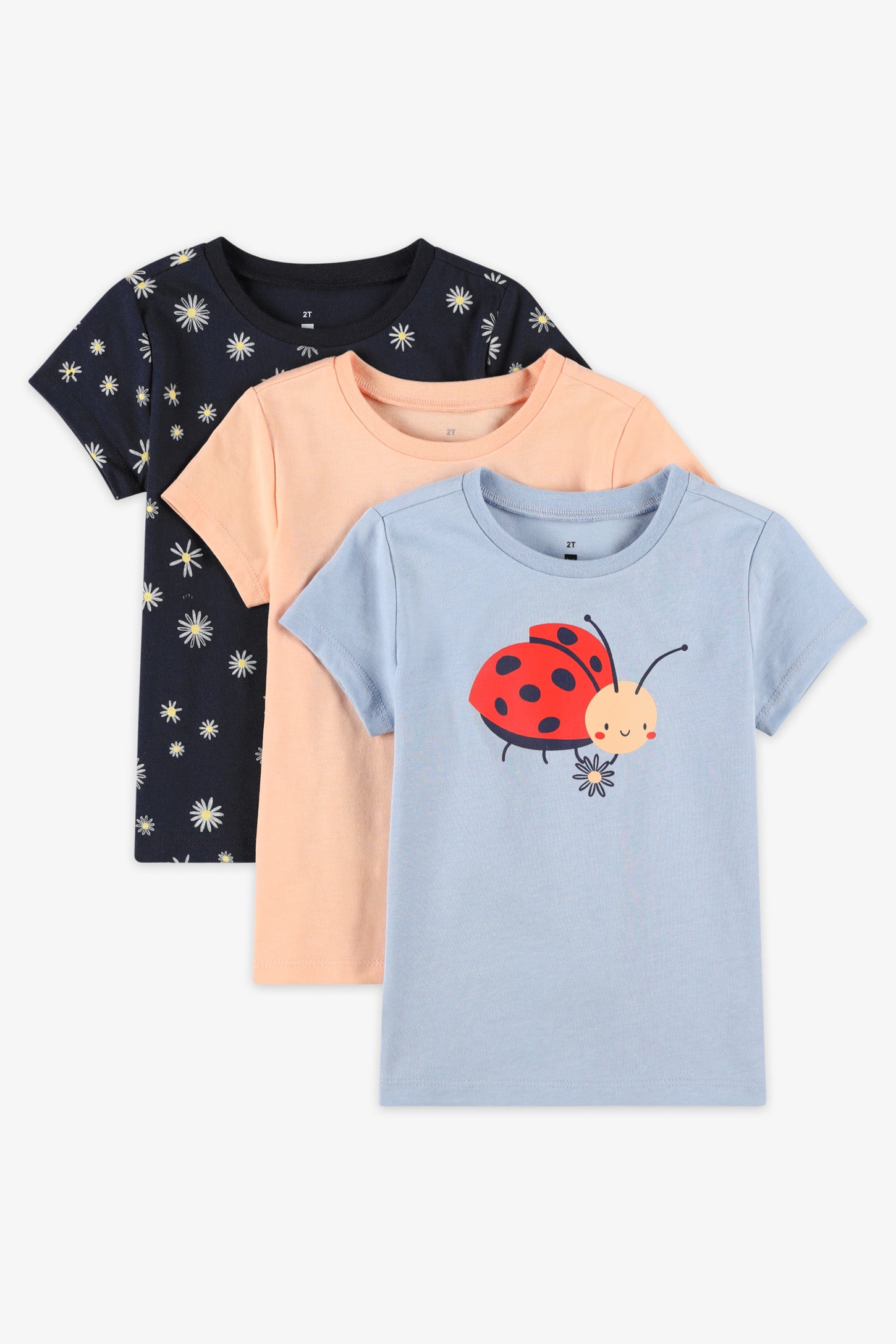 Lot de 3 t-shirts coton - Bébé fille && BLEU