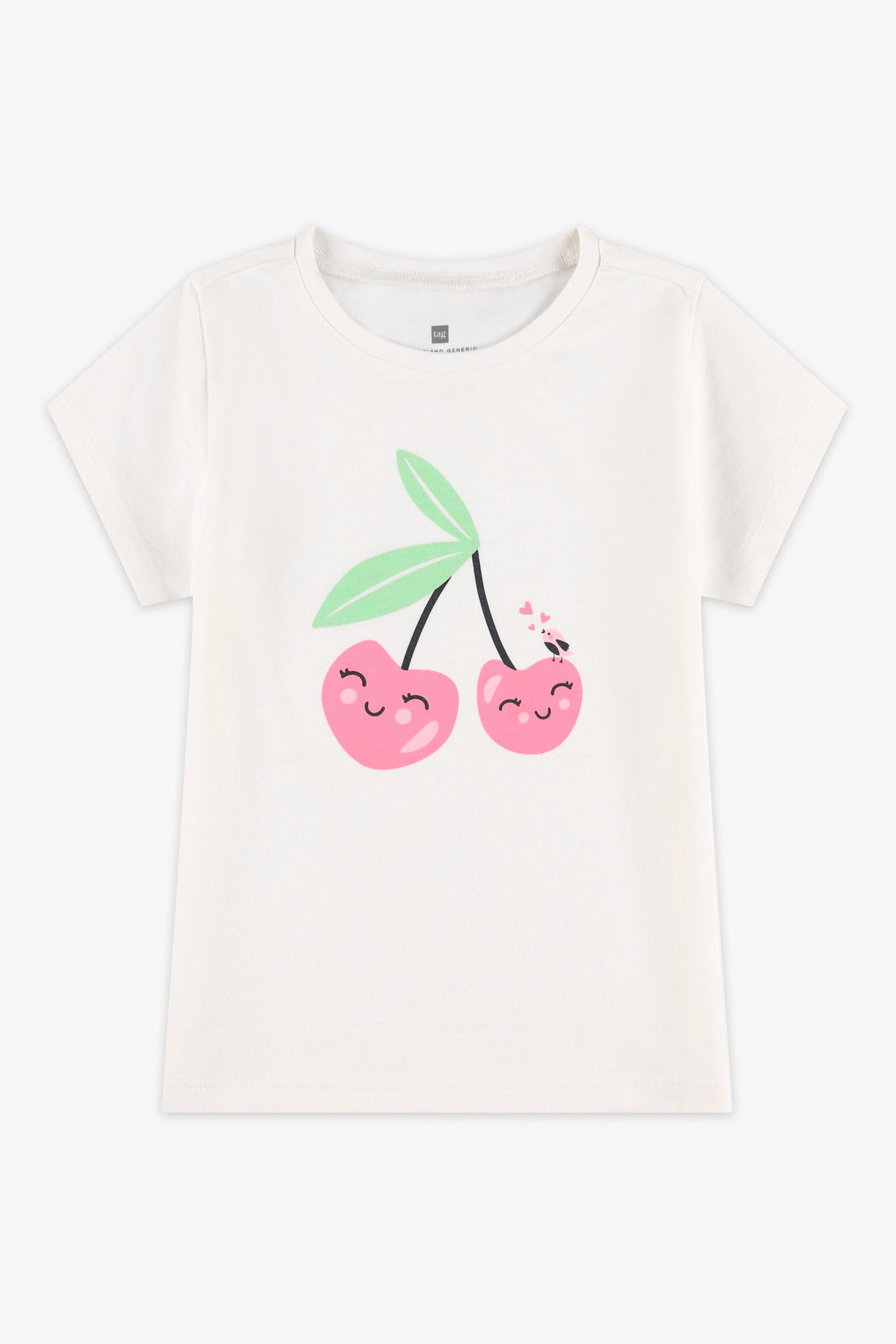 T-shirt col rond coton, 2T-3T, 2/15$ - Bébé fille && BLANC
