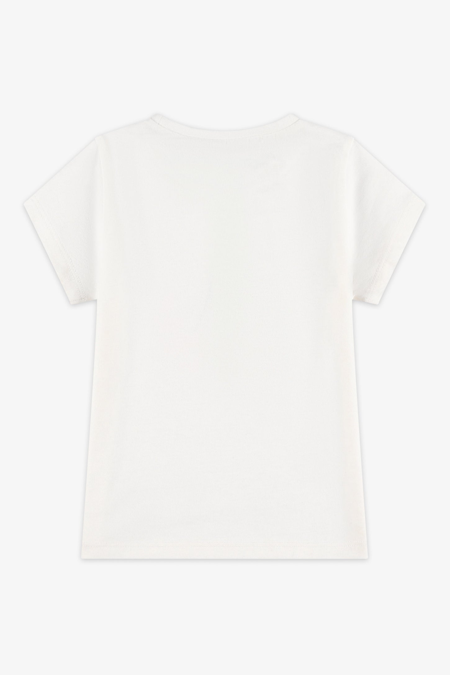 T-shirt col rond coton, 2T-3T, 2/15$ - Bébé fille && BLANC