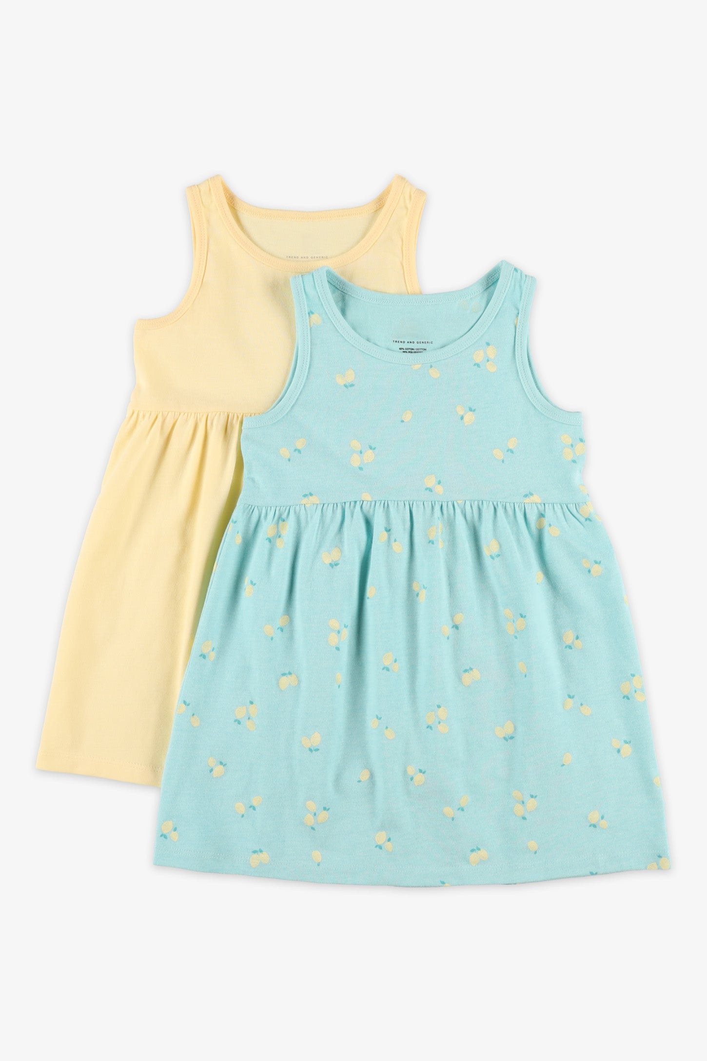 Lot de 2 robes en coton, 2T-3T - Bébé fille && TURQUOISE/MULTI