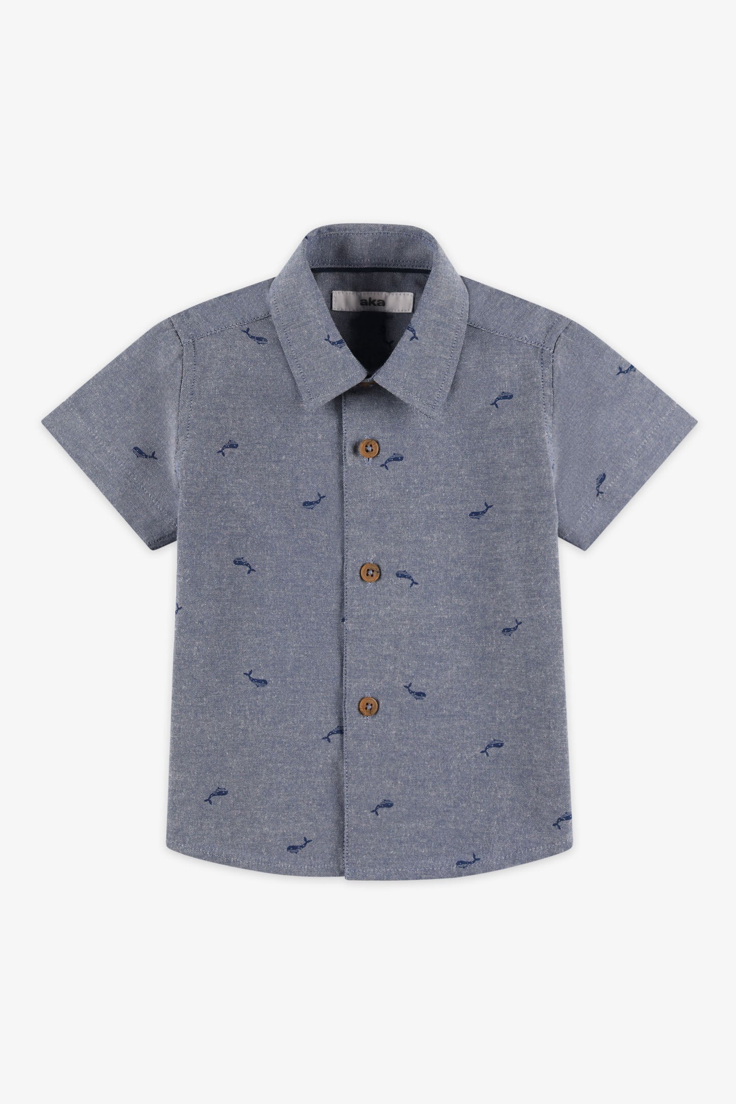 Chemise manches courtes coton - Bébé garçon && BLEU MARINE