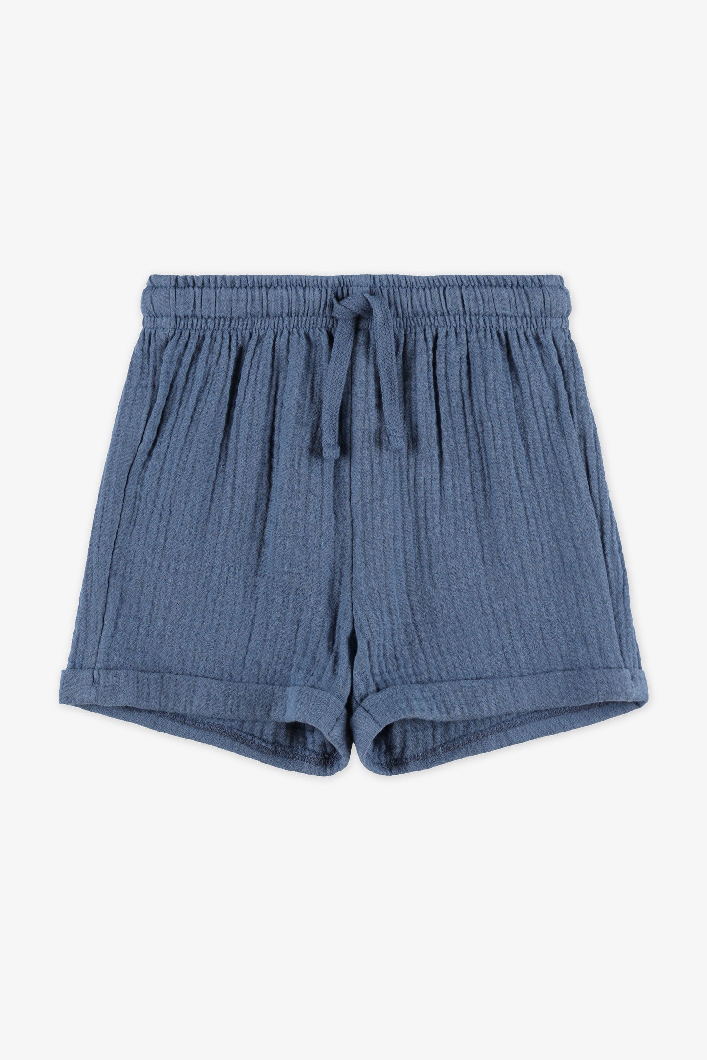 Short taille élastique en mousseline - Bébé garçon && BLEU MARINE