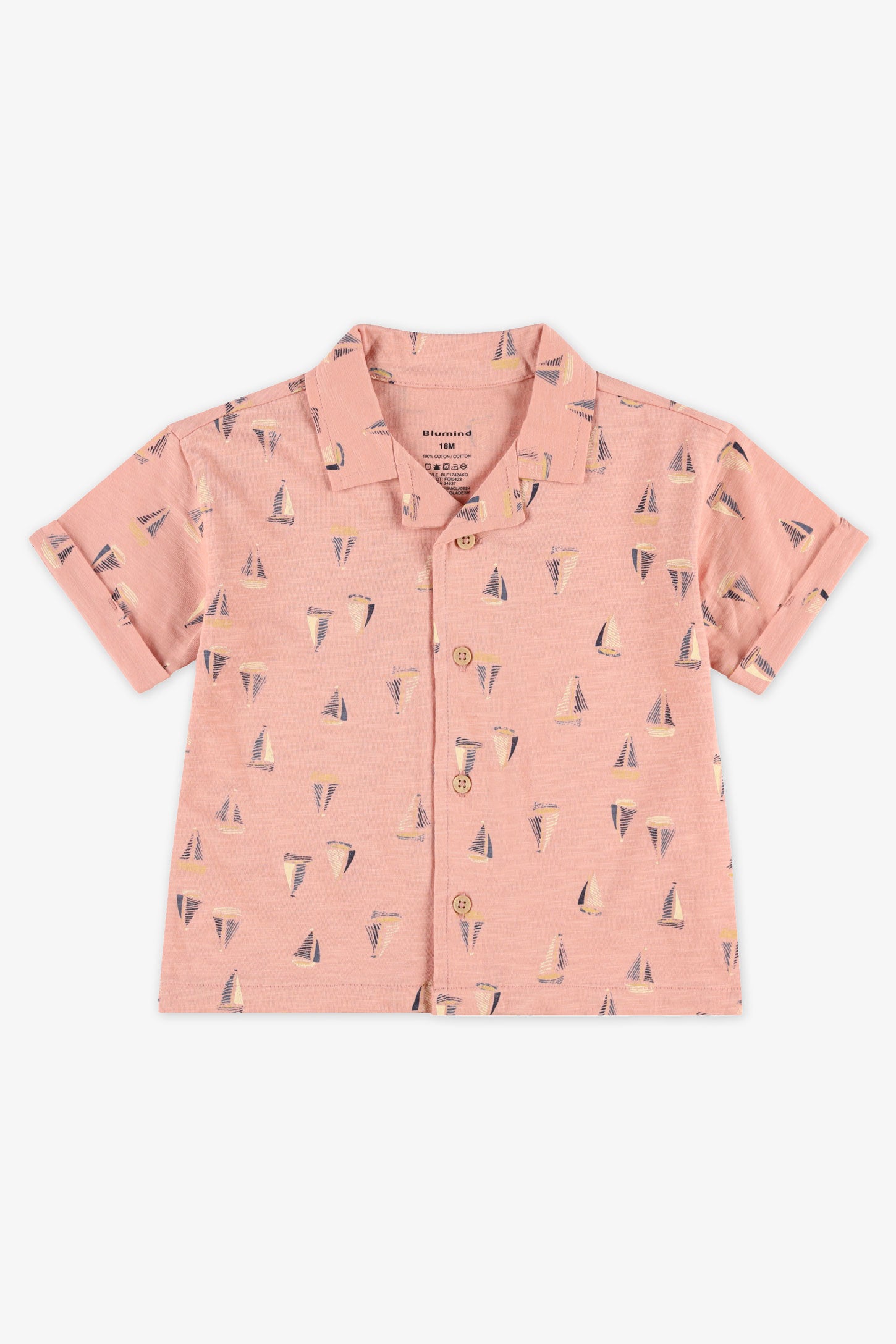 Chemise manches courtes coton, 2T-3T - Bébé garçon && ROSE MULTI