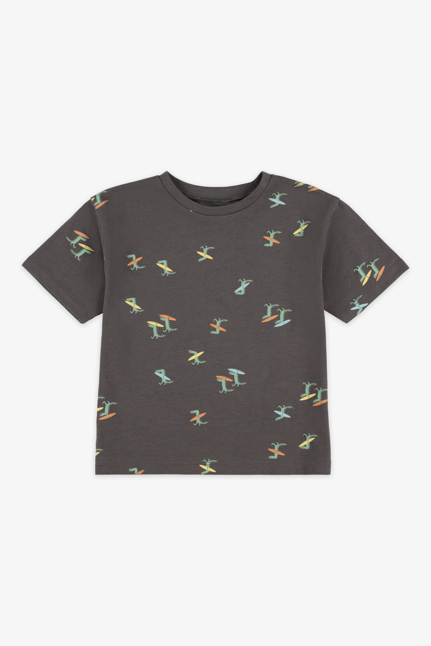 T-shirt col rond coton, 2/15$ - Bébé garçon && CHARBON/MULTI