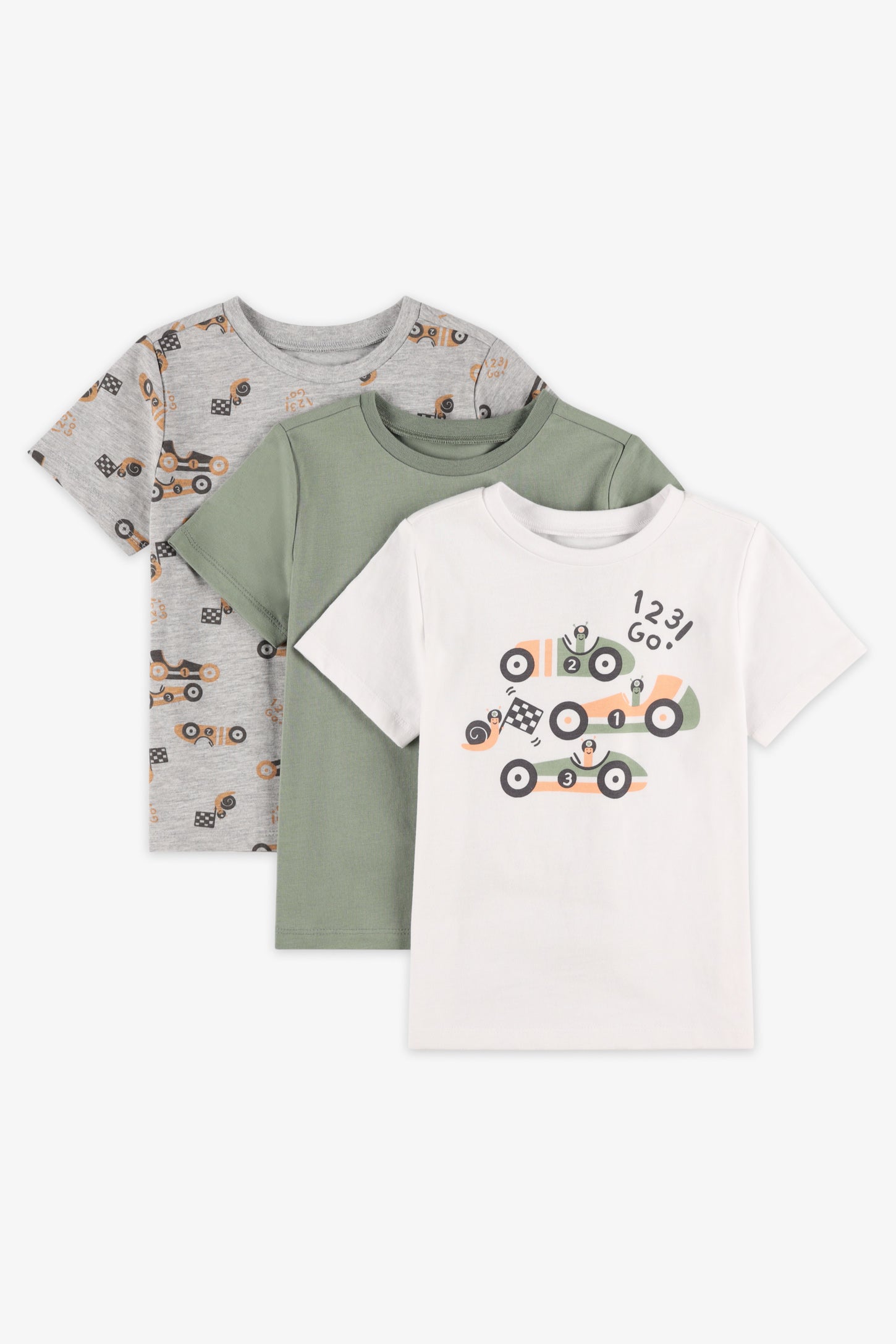Lot de 3 t-shirts coton - Bébé garçon && GRIS MULTI