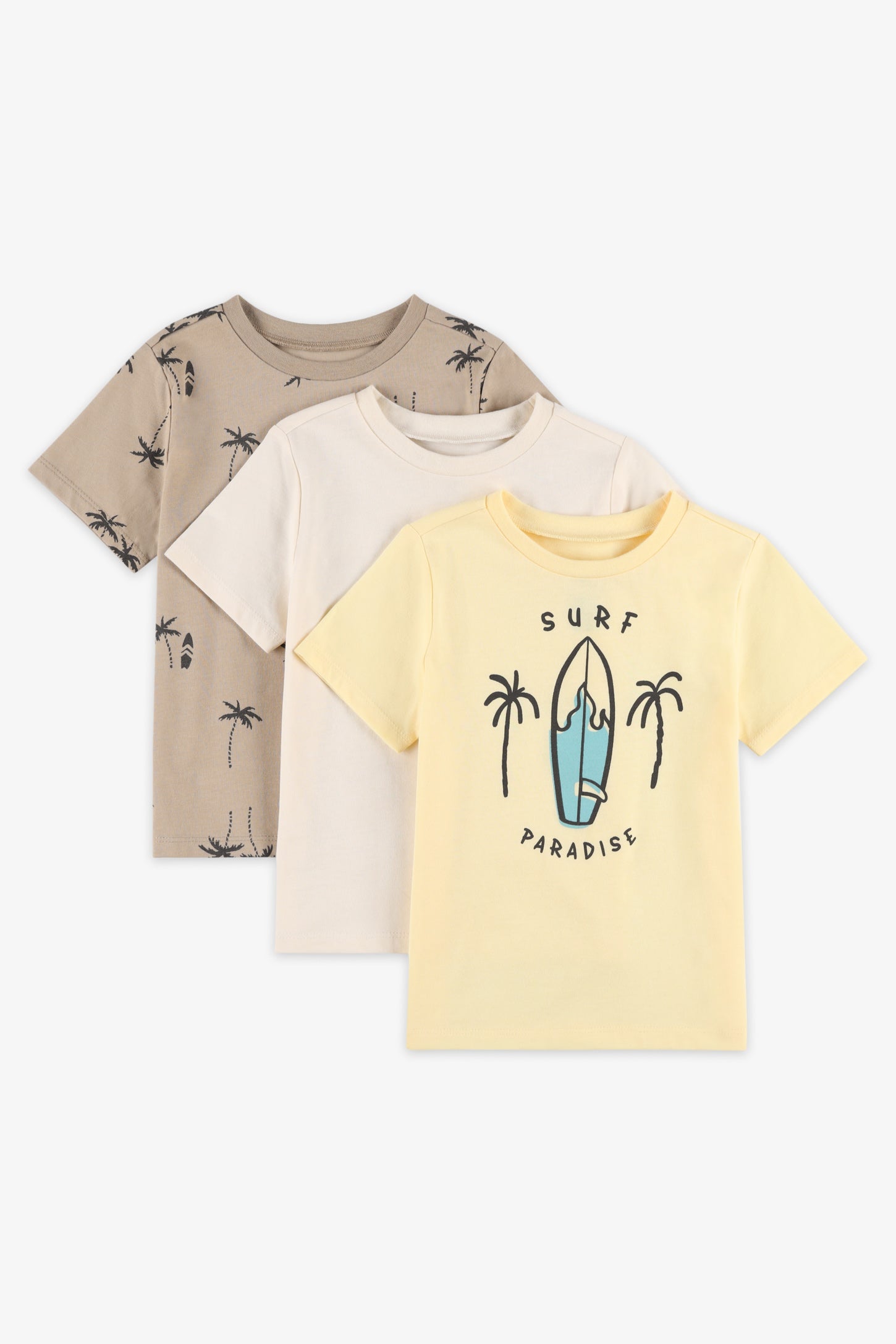 Lot de 3 t-shirts coton, 2T-3T - Bébé garçon && BEIGE/MULTI