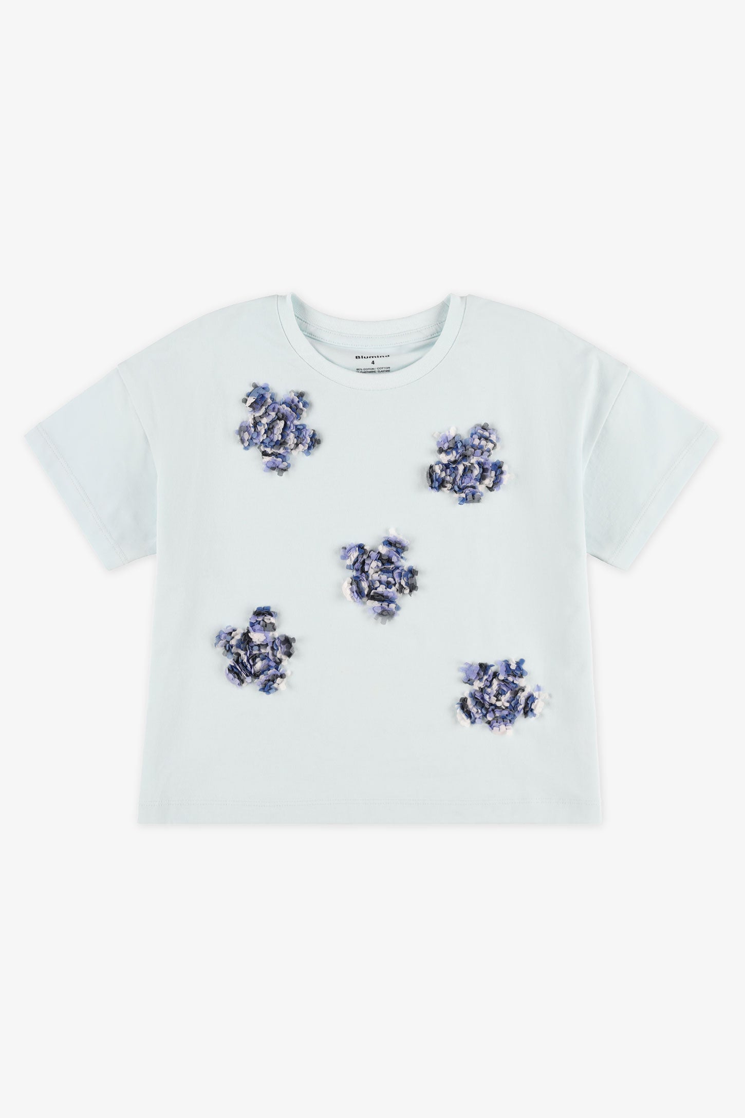 T-shirt col rond coton - Enfant fille && BLEU