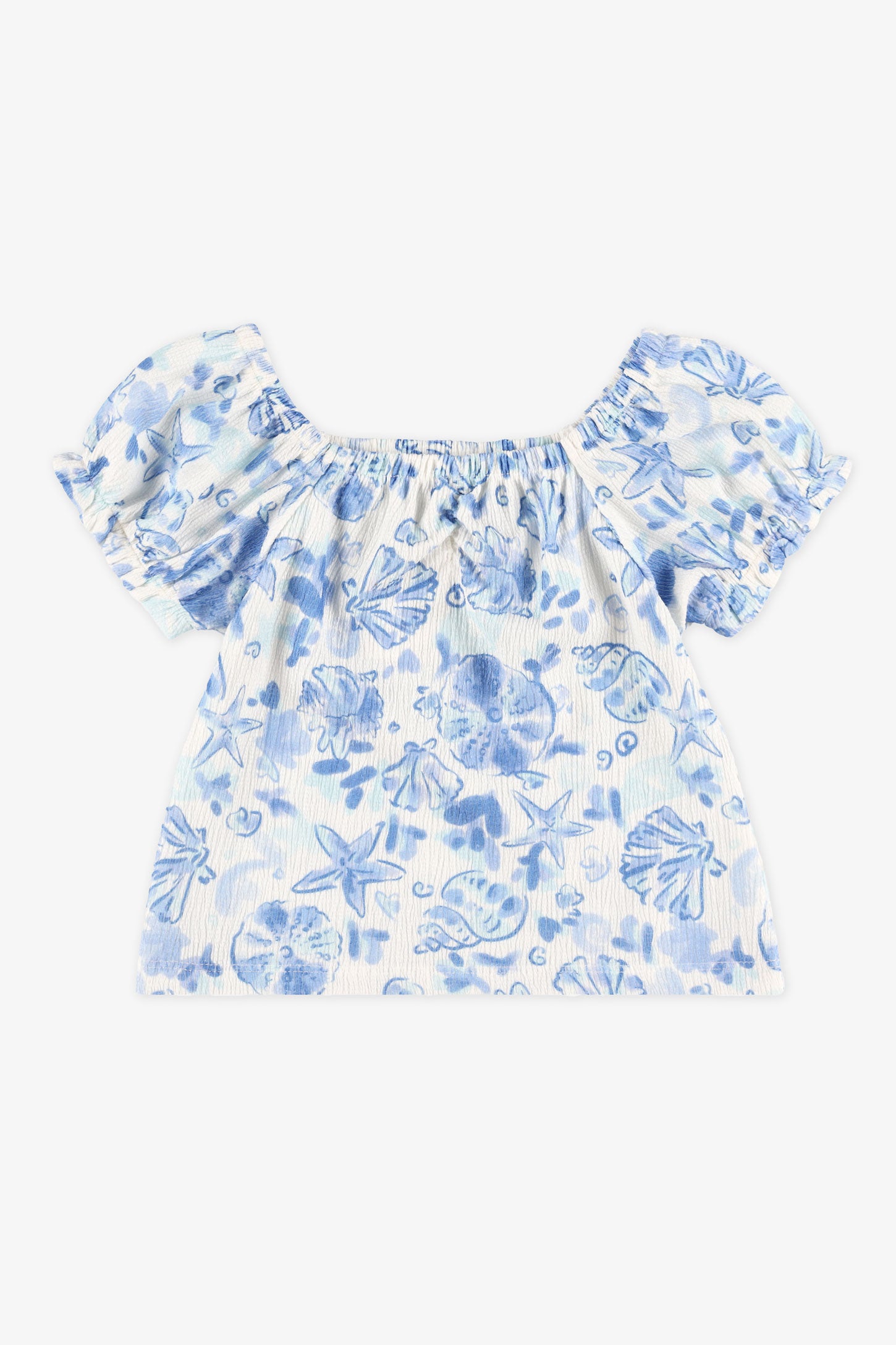Chandail manches courtes bouffantes - Enfant fille && BLANC MULTI