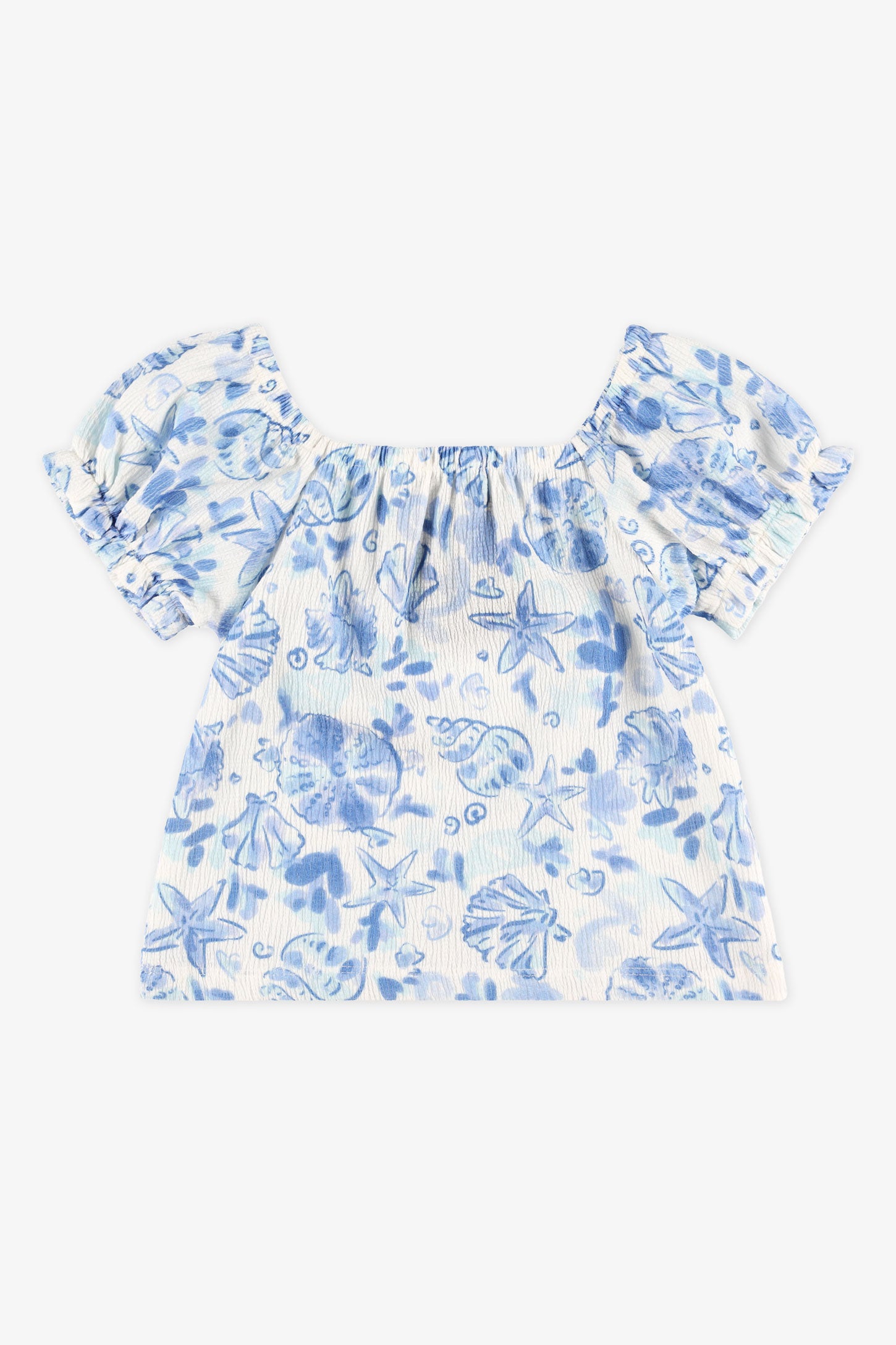 Chandail manches courtes bouffantes - Enfant fille && BLANC MULTI