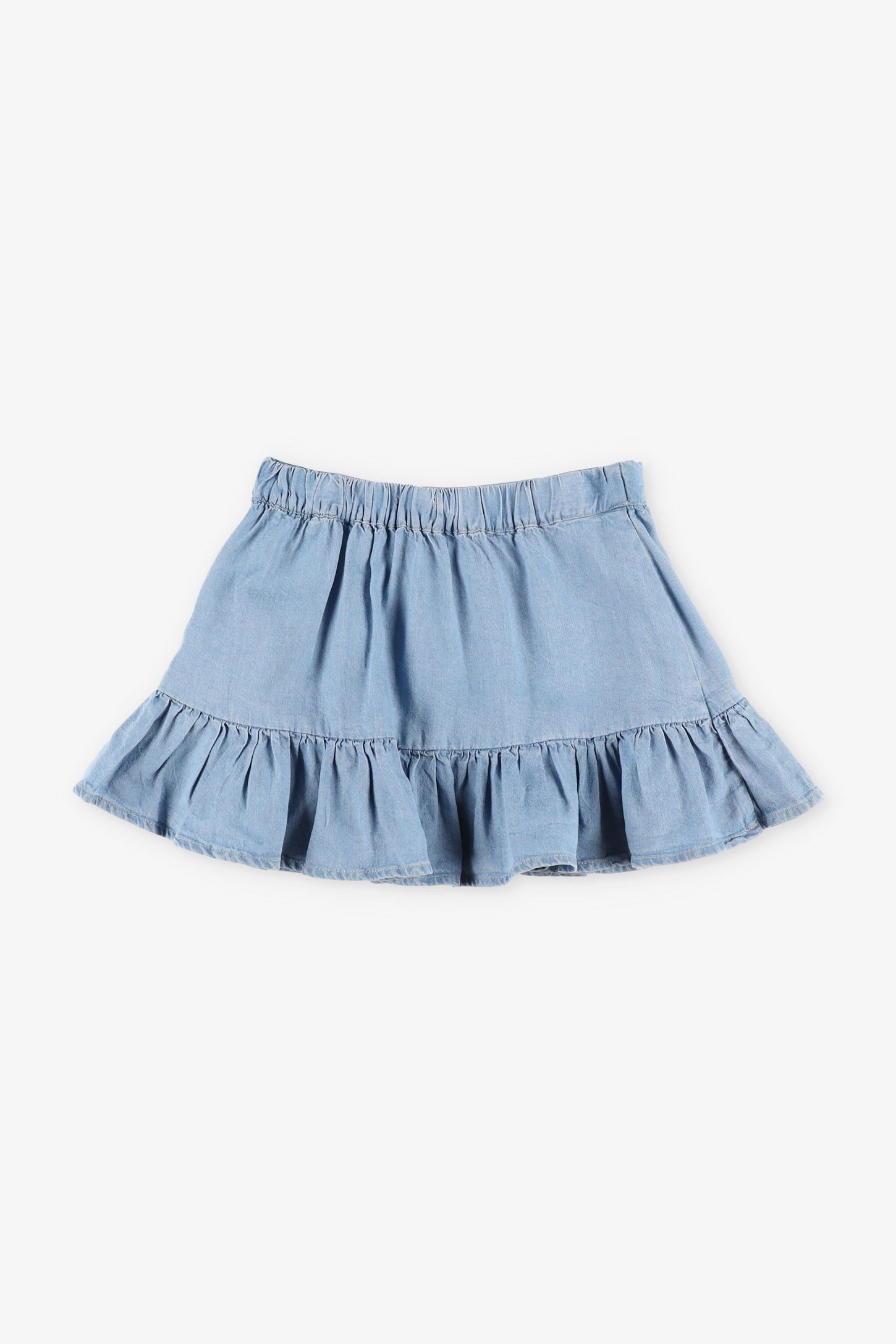 Jupe courte à volants lyocell - Enfant fille && BLEU PALE