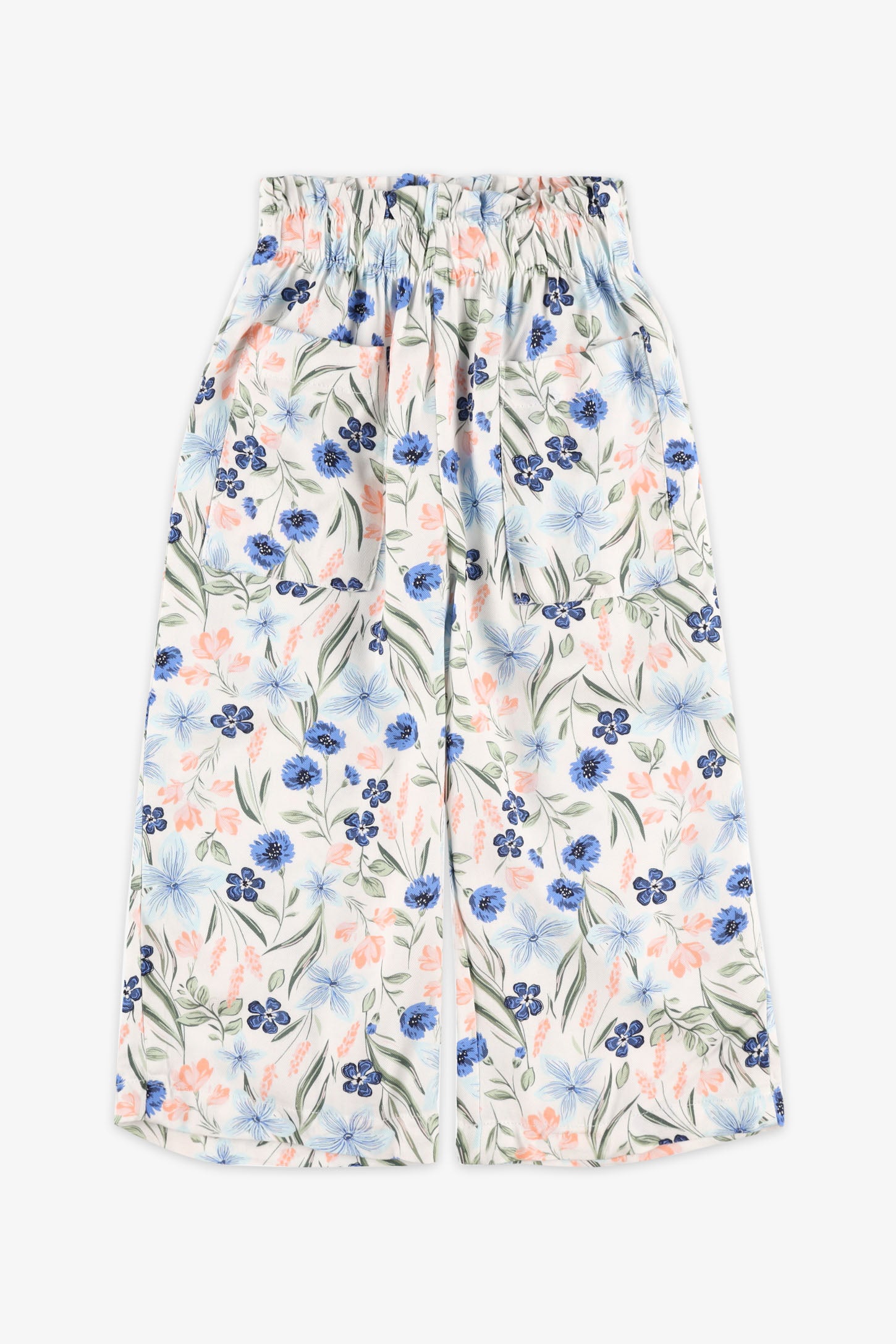Pantalon ''paperbag'' 7/8 challis - Enfant fille && BLANC MULTI