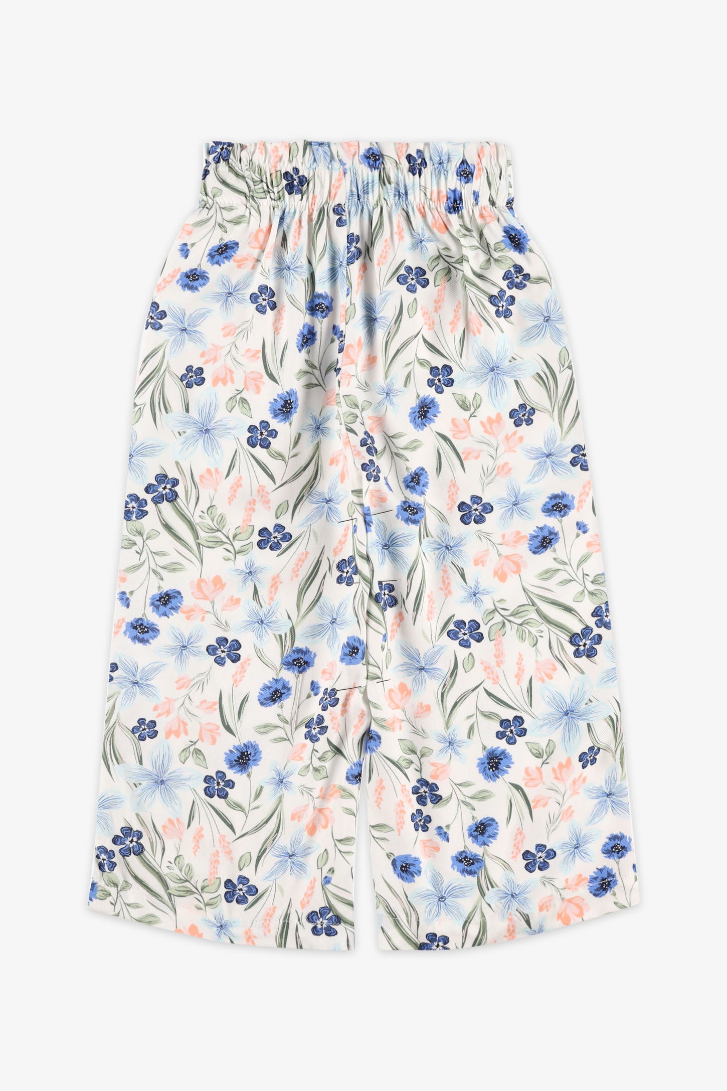 Pantalon ''paperbag'' 7/8 challis - Enfant fille && BLANC MULTI