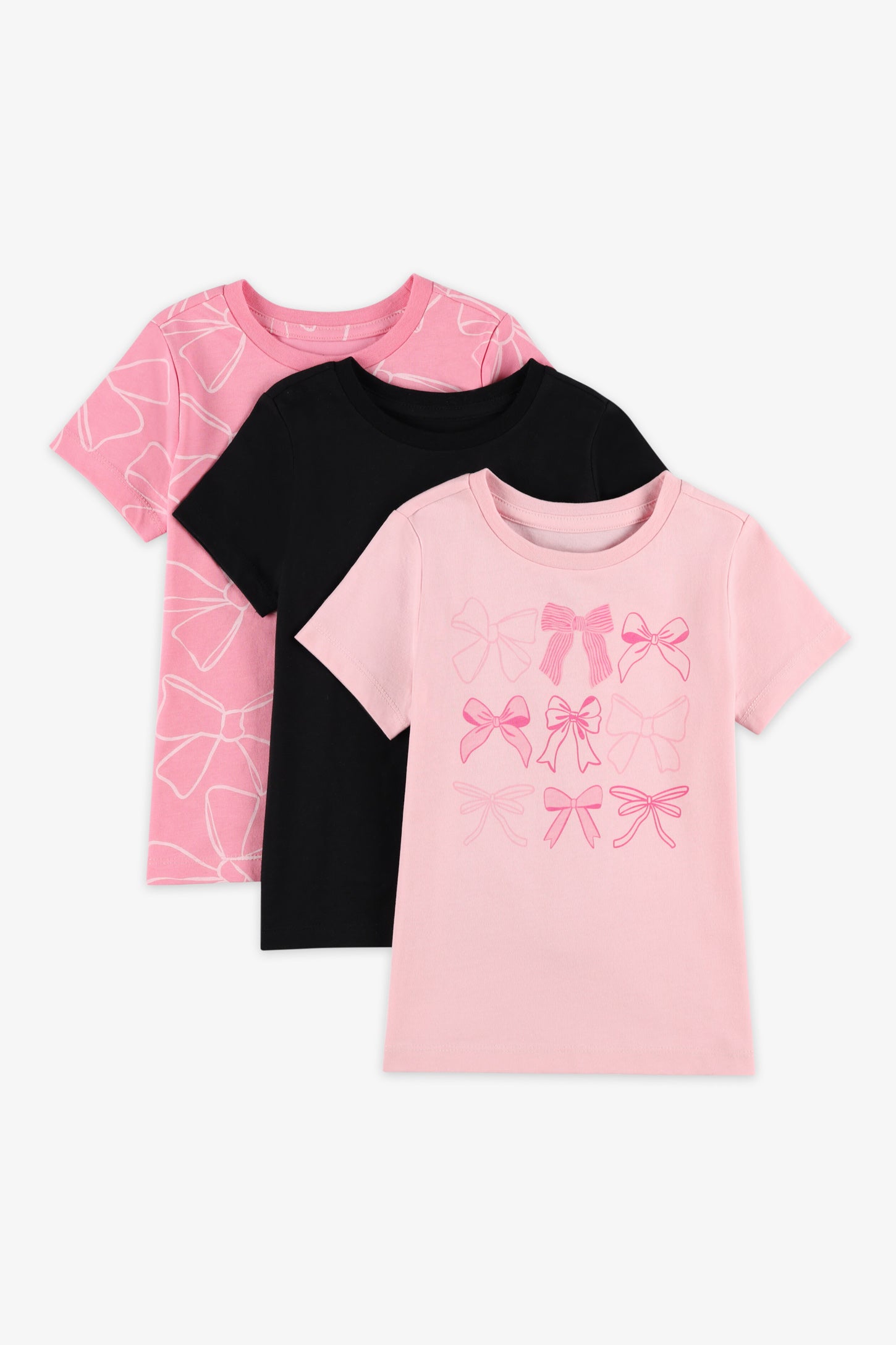 Lot de 3 t-shirts coton - Enfant fille && ROSE