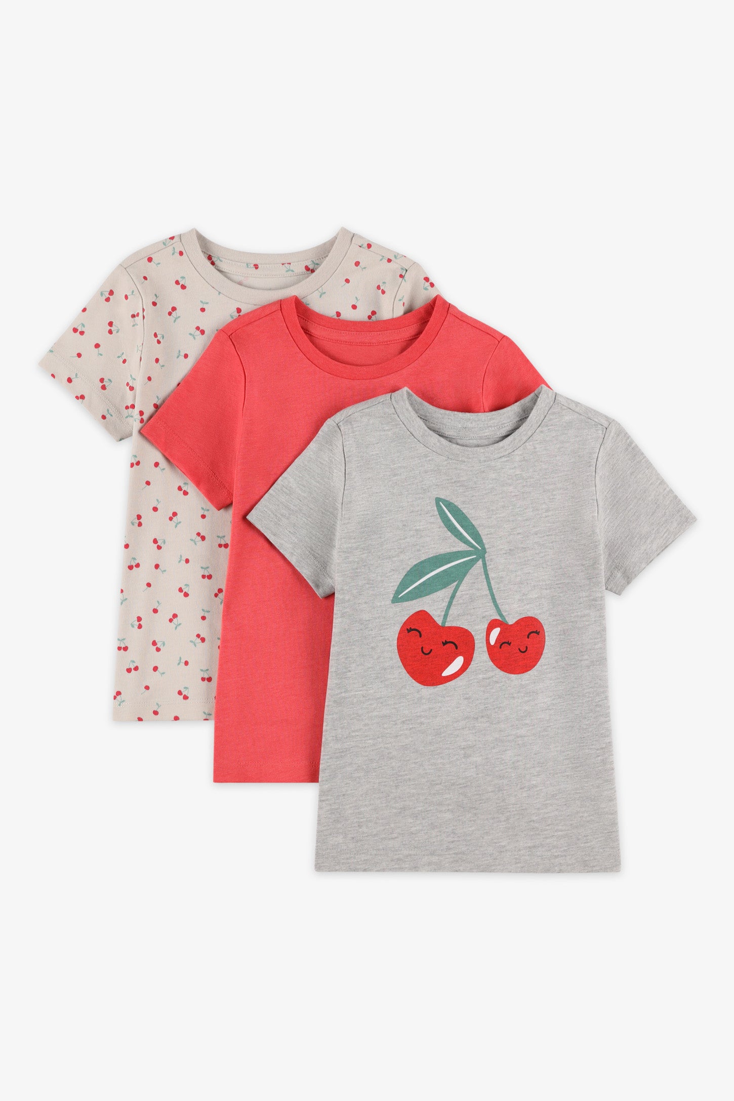 Lot de 3 t-shirts coton - Enfant fille && GRIS