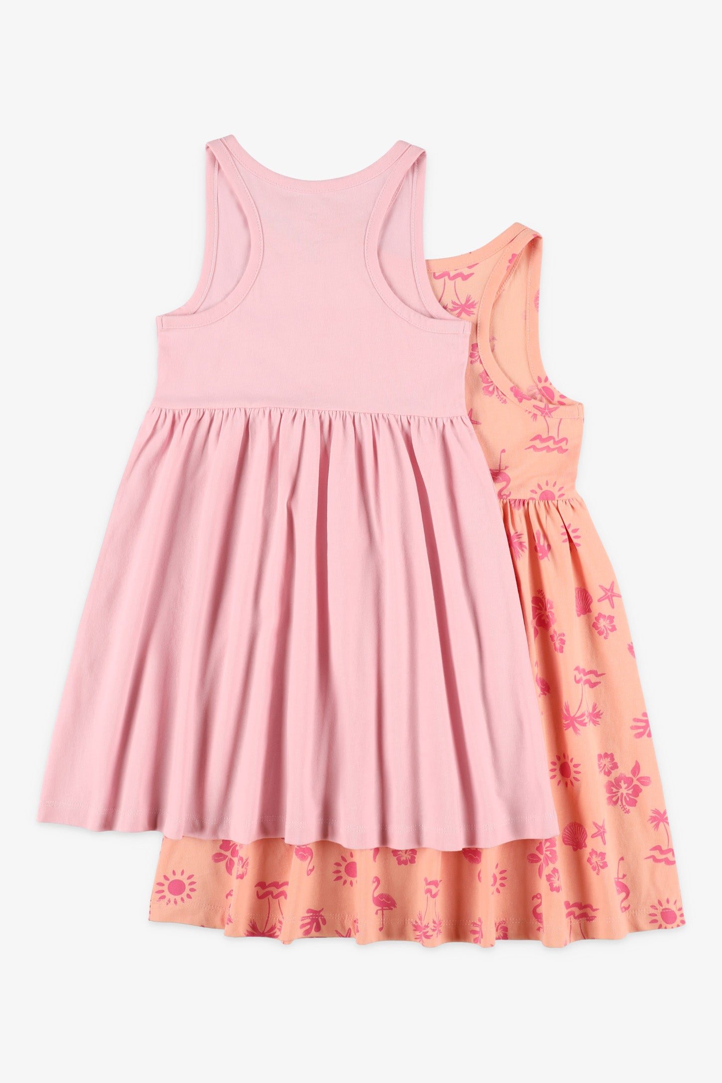 Lot de 2 robes en coton - Enfant fille && ROSE MULTI