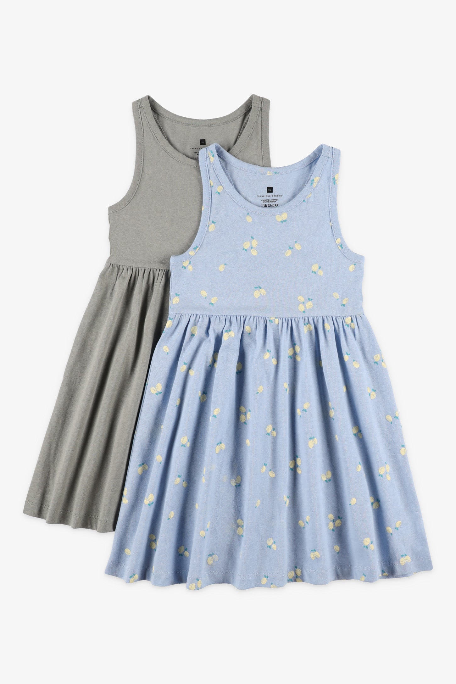 Lot de 2 robes en coton - Enfant fille && BLEU MULTI