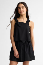 Camisole bretelle noué popeline - Ado fille && NOIR