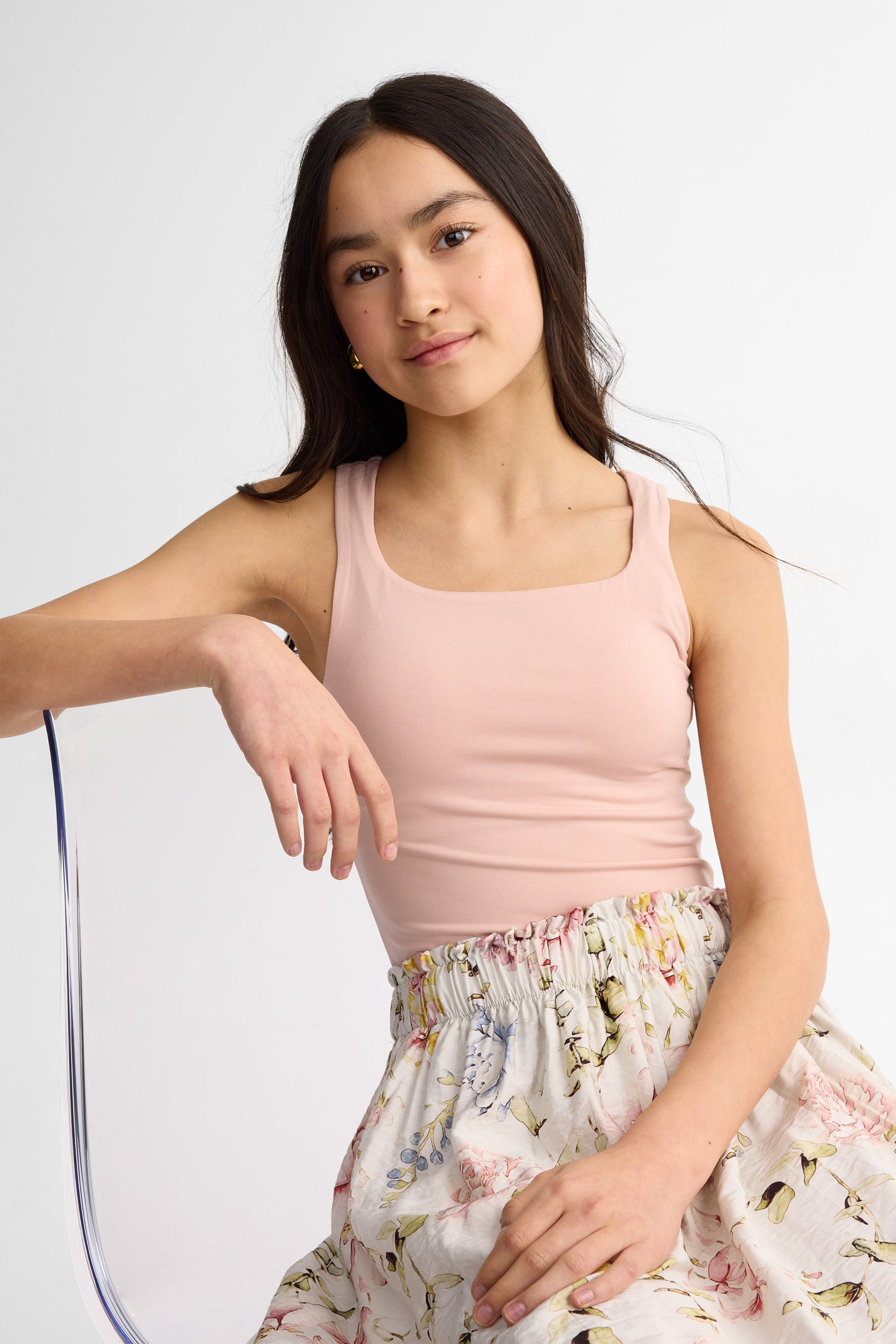 Camisole col carré coupe ajustée - Ado fille && ROSE