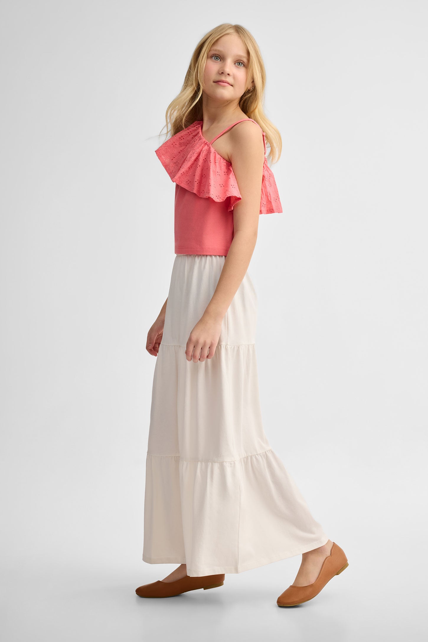 Jupe maxi en coton - Ado fille && BLANC