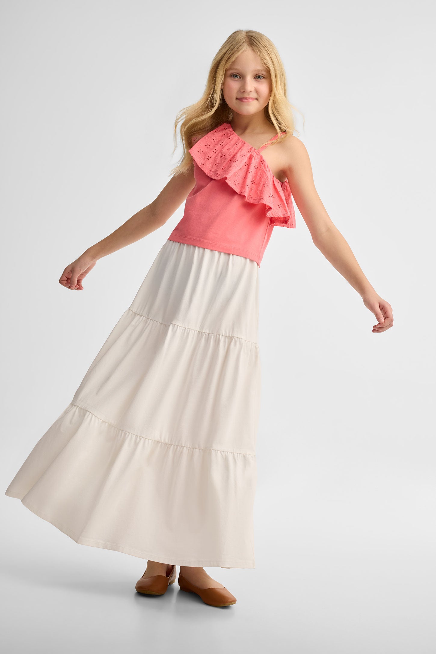 Jupe maxi en coton - Ado fille && BLANC