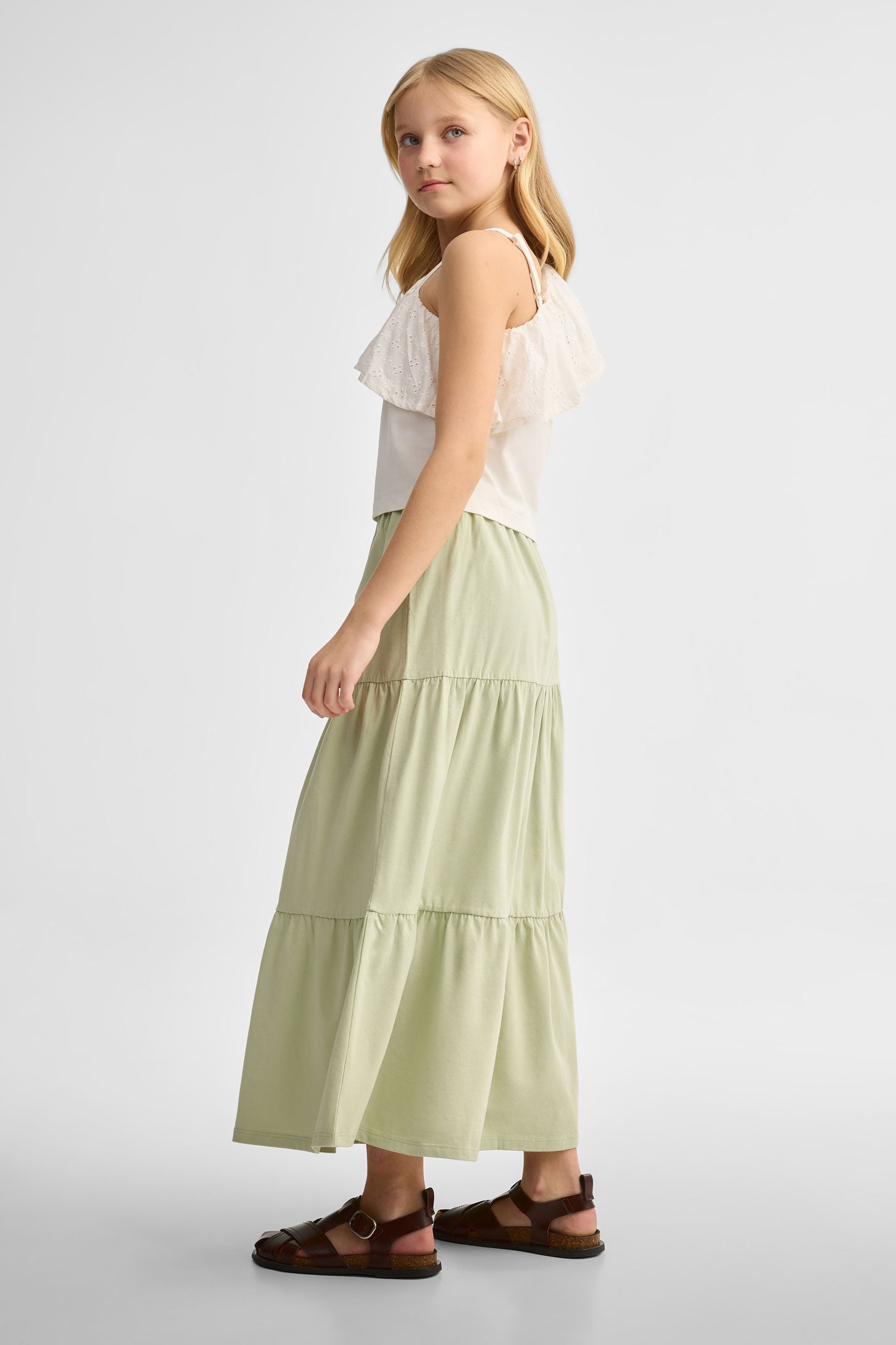 Jupe maxi en coton - Ado fille && VERT