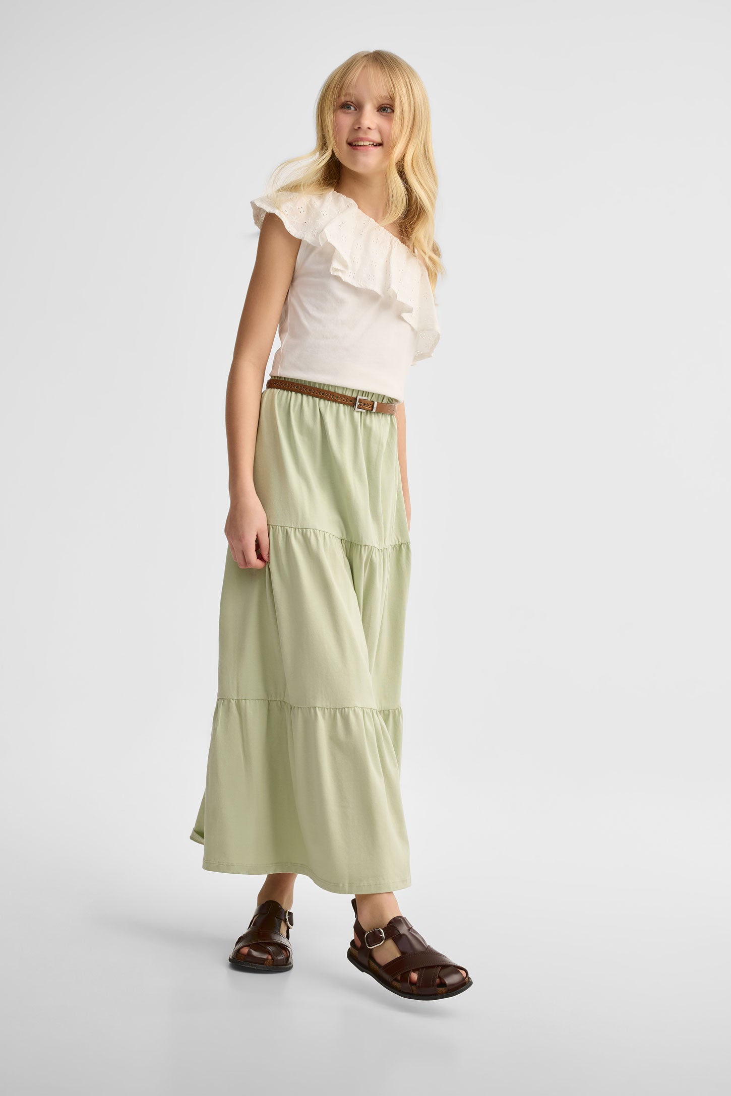 Jupe maxi en coton - Ado fille && VERT
