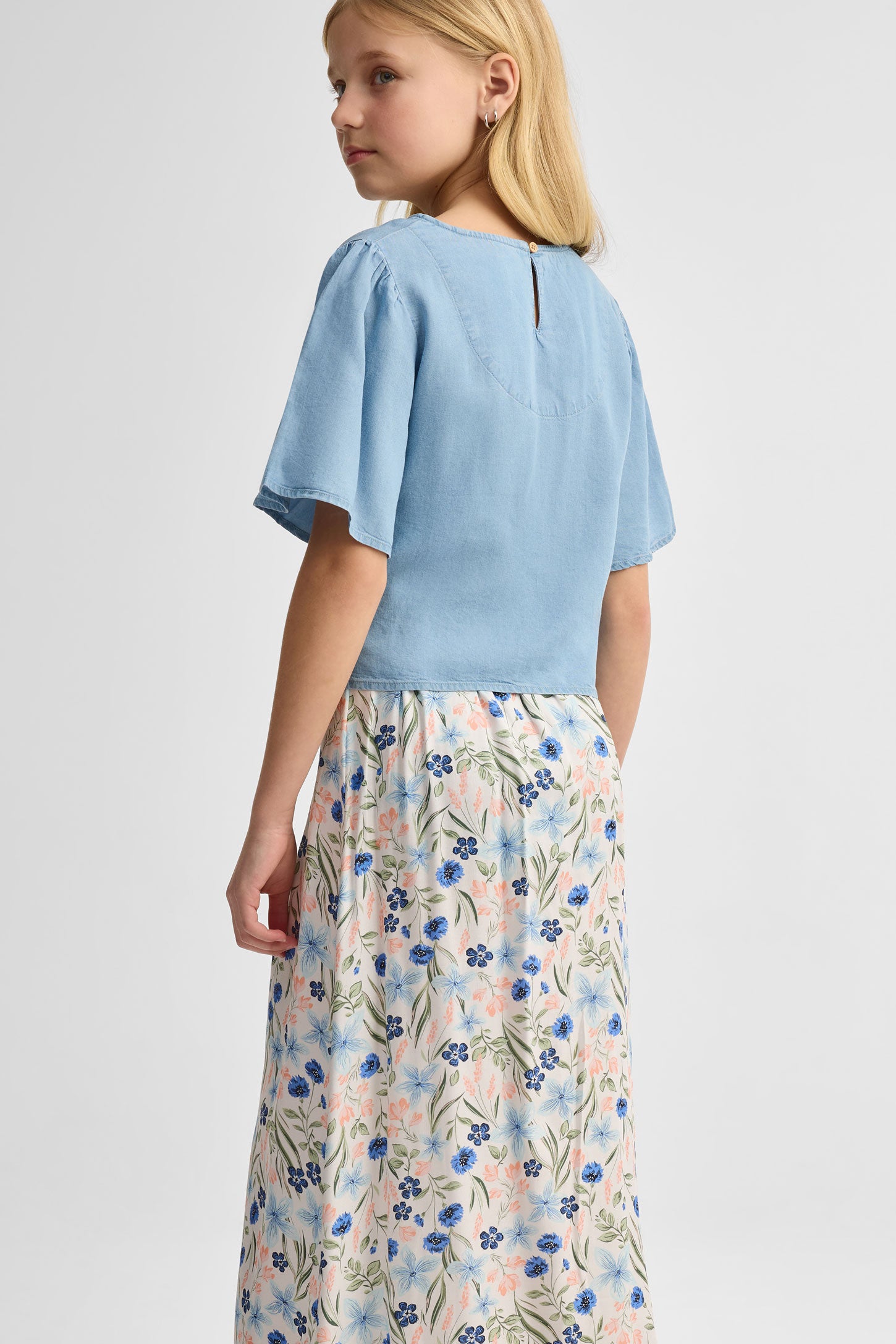 Jupe maxi imprimée challis - Ado fille && BLANC MULTI