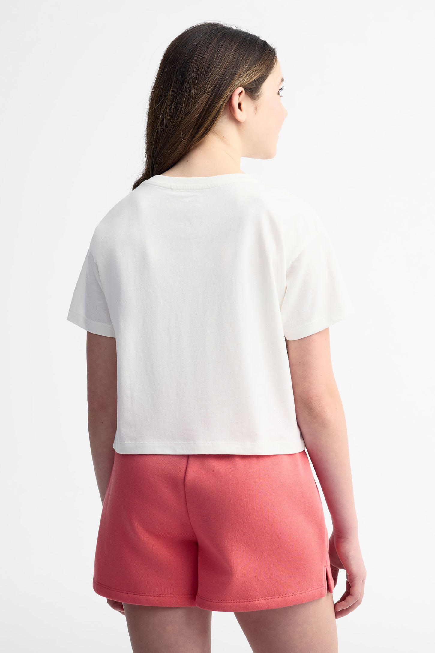T-shirt écourté imprimé coton, 2/25$ - Ado fille && BLANC