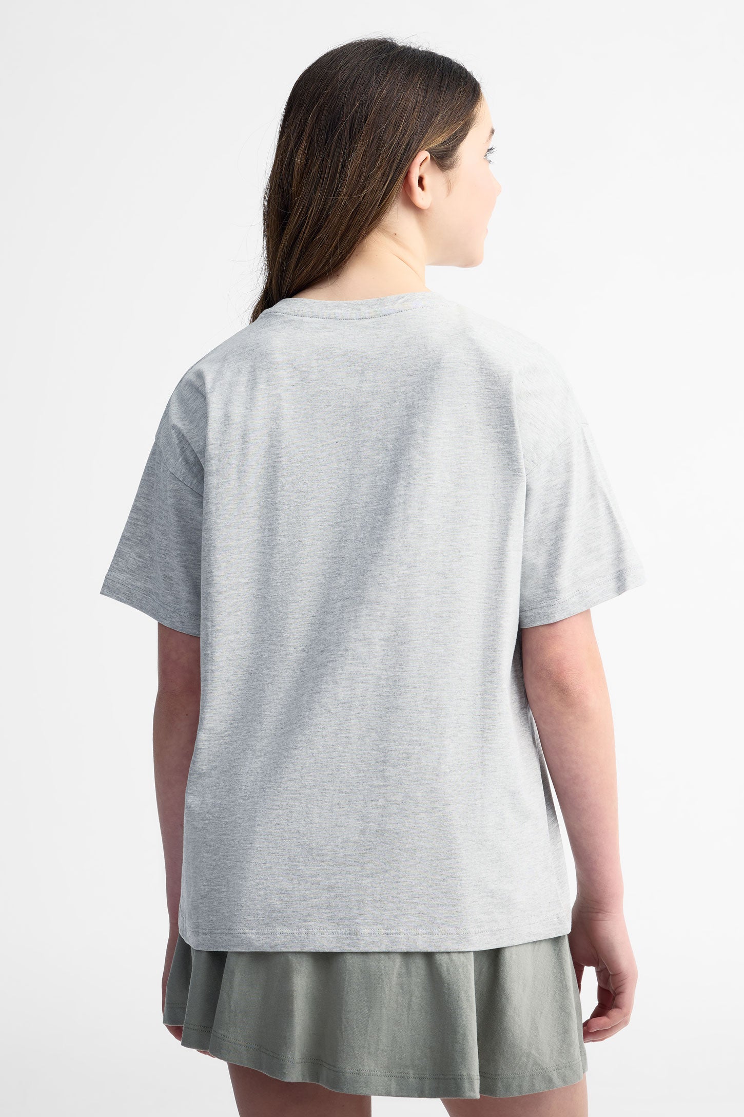 T-shirt surdimensionné imprimé coton, 2/25$ - Ado fille && GRIS MIXTE