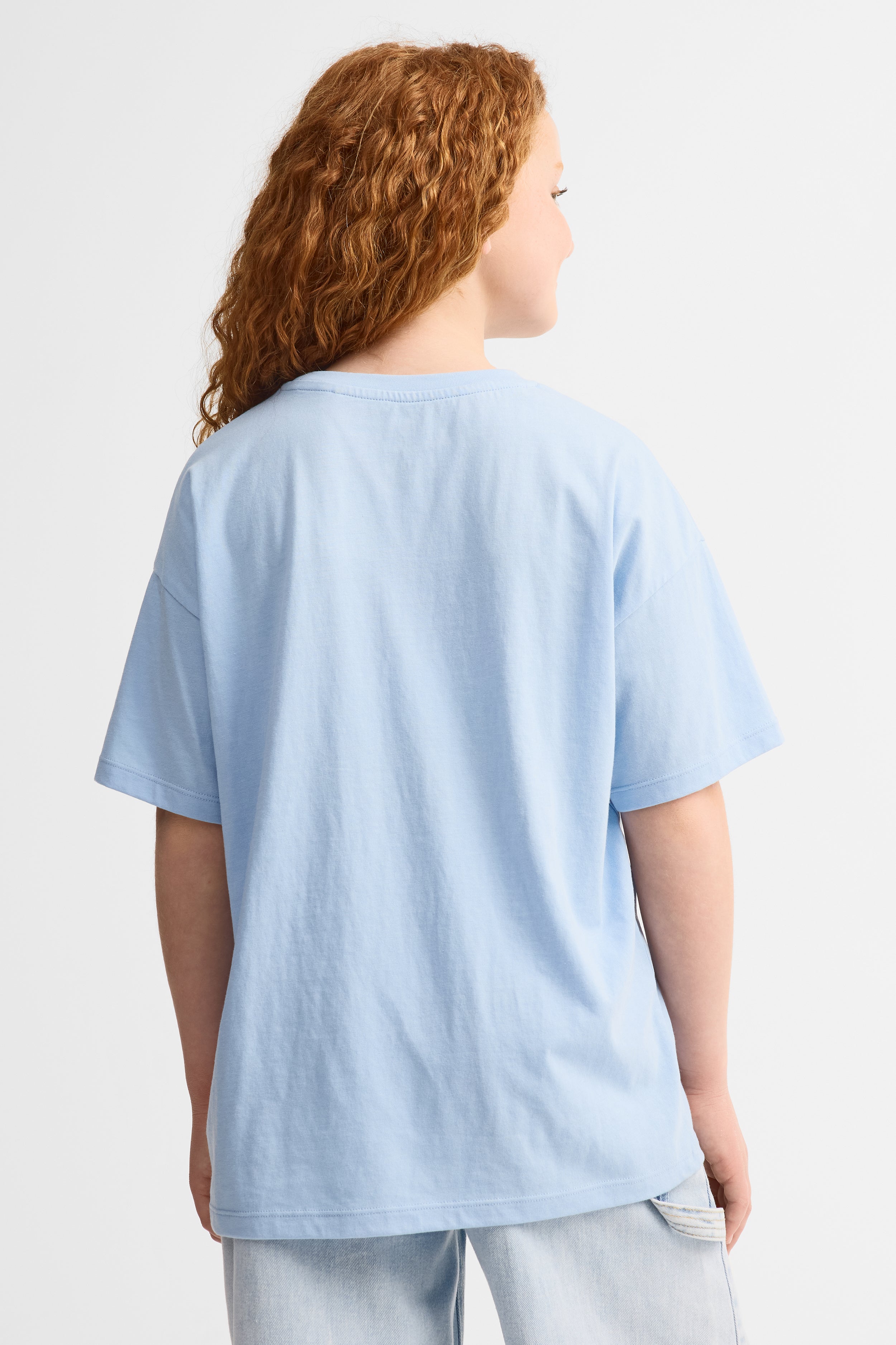 T-shirt surdimensionné imprimé coton, 2/25$ - Ado fille && BLEU