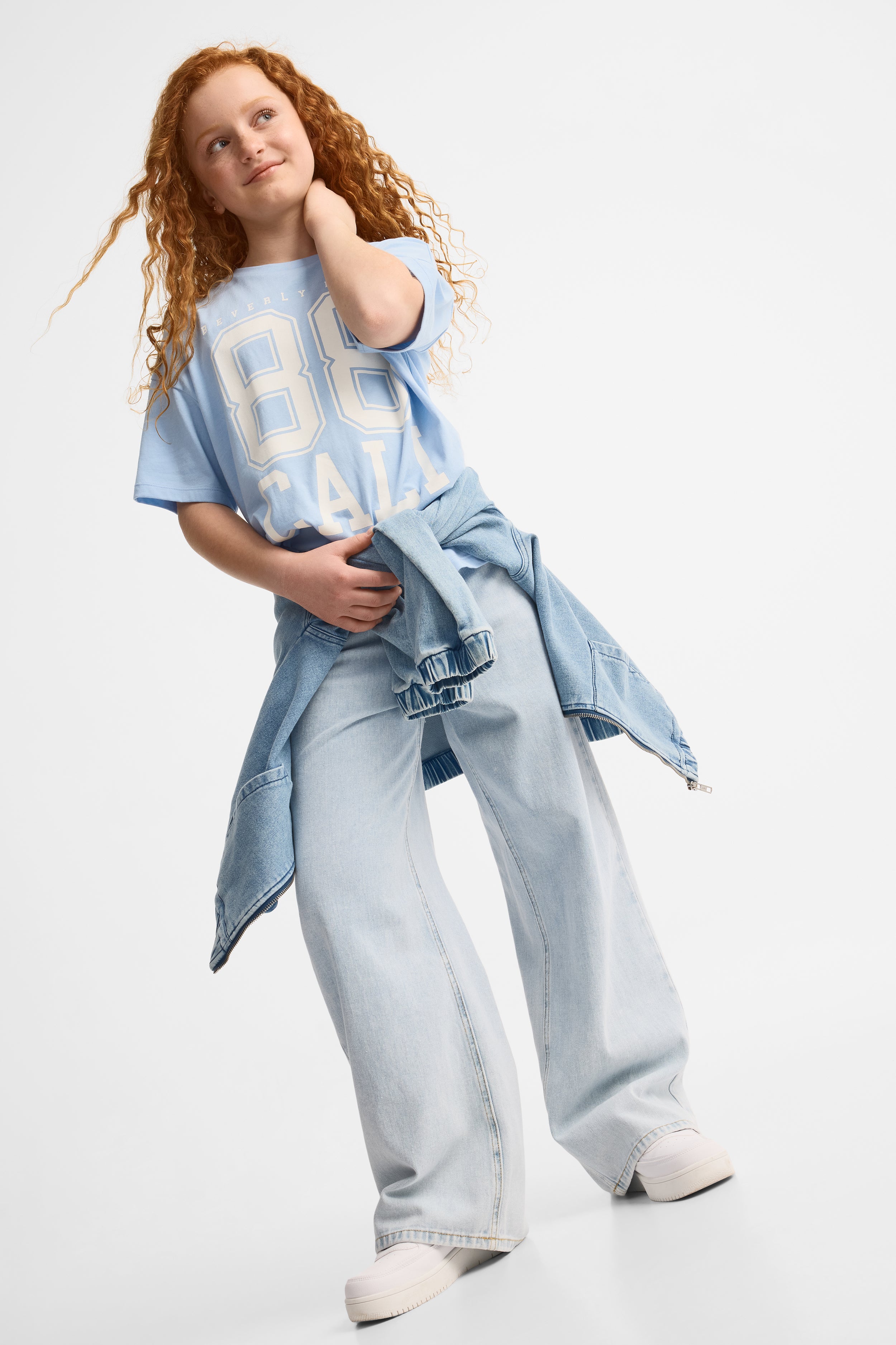 T-shirt surdimensionné imprimé coton, 2/25$ - Ado fille && BLEU