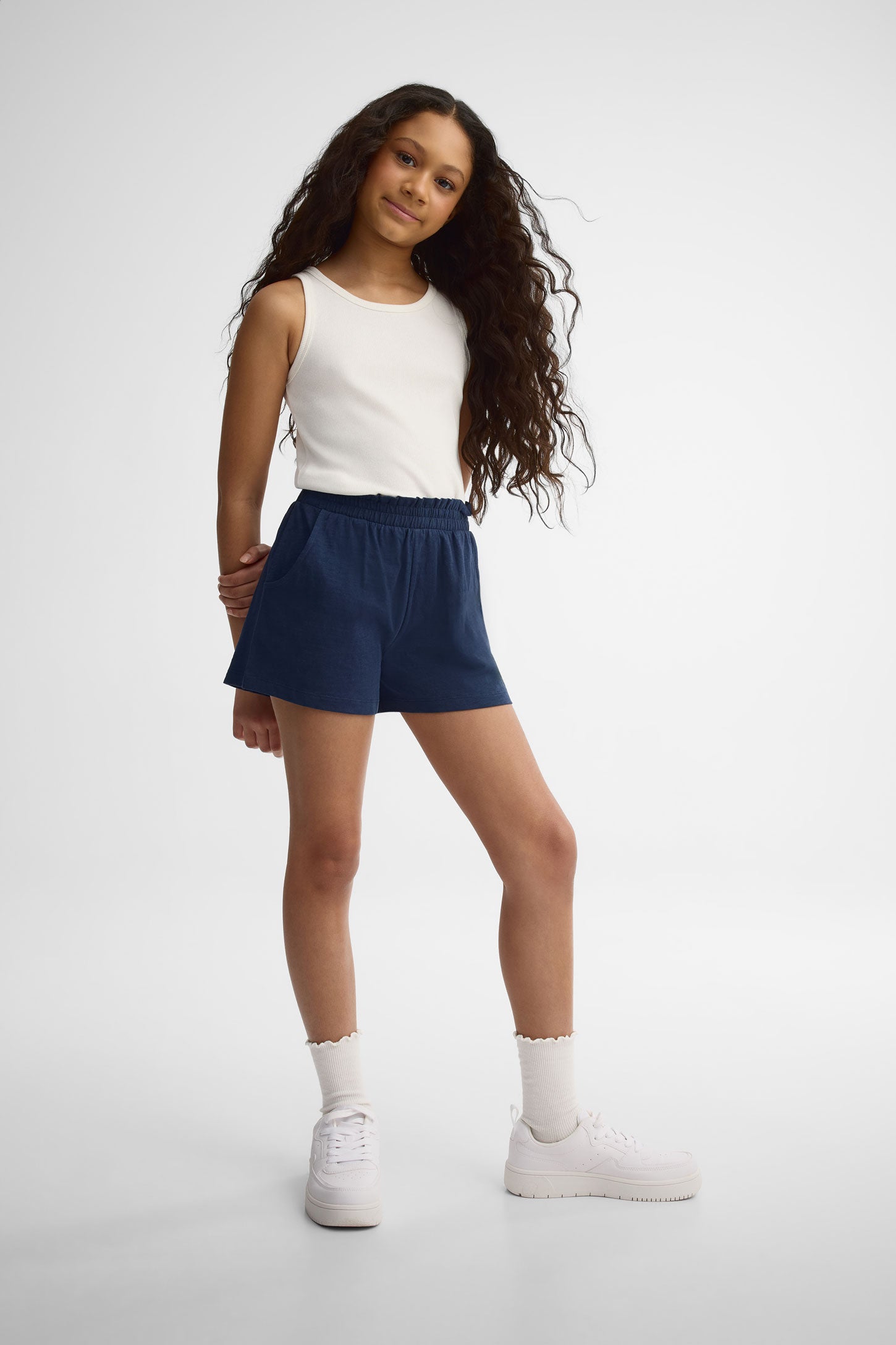 Short taille élastique coton, 2/25$ - Ado fille && BLEU MARINE