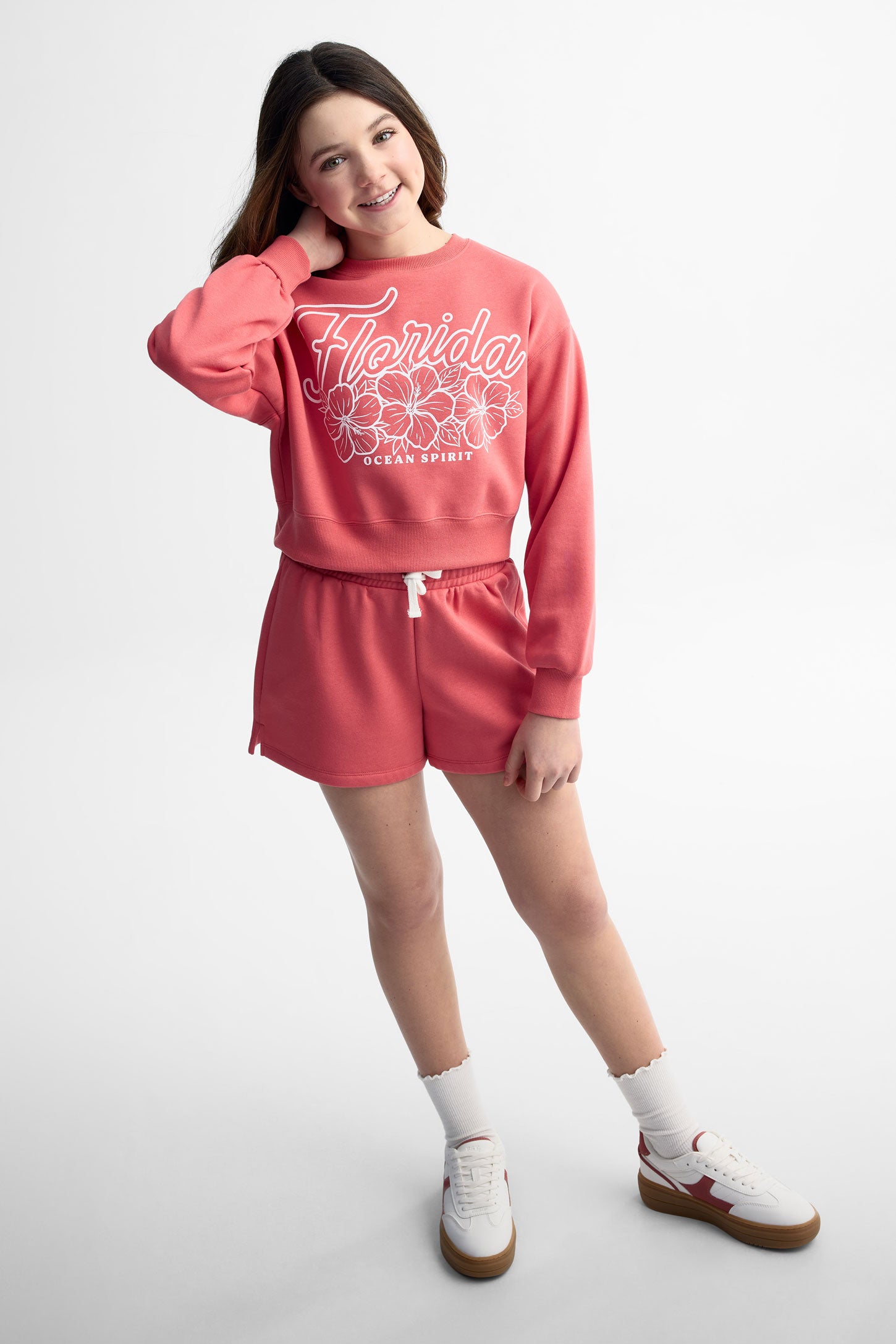 Short coton ouaté - Ado fille && ROUGE