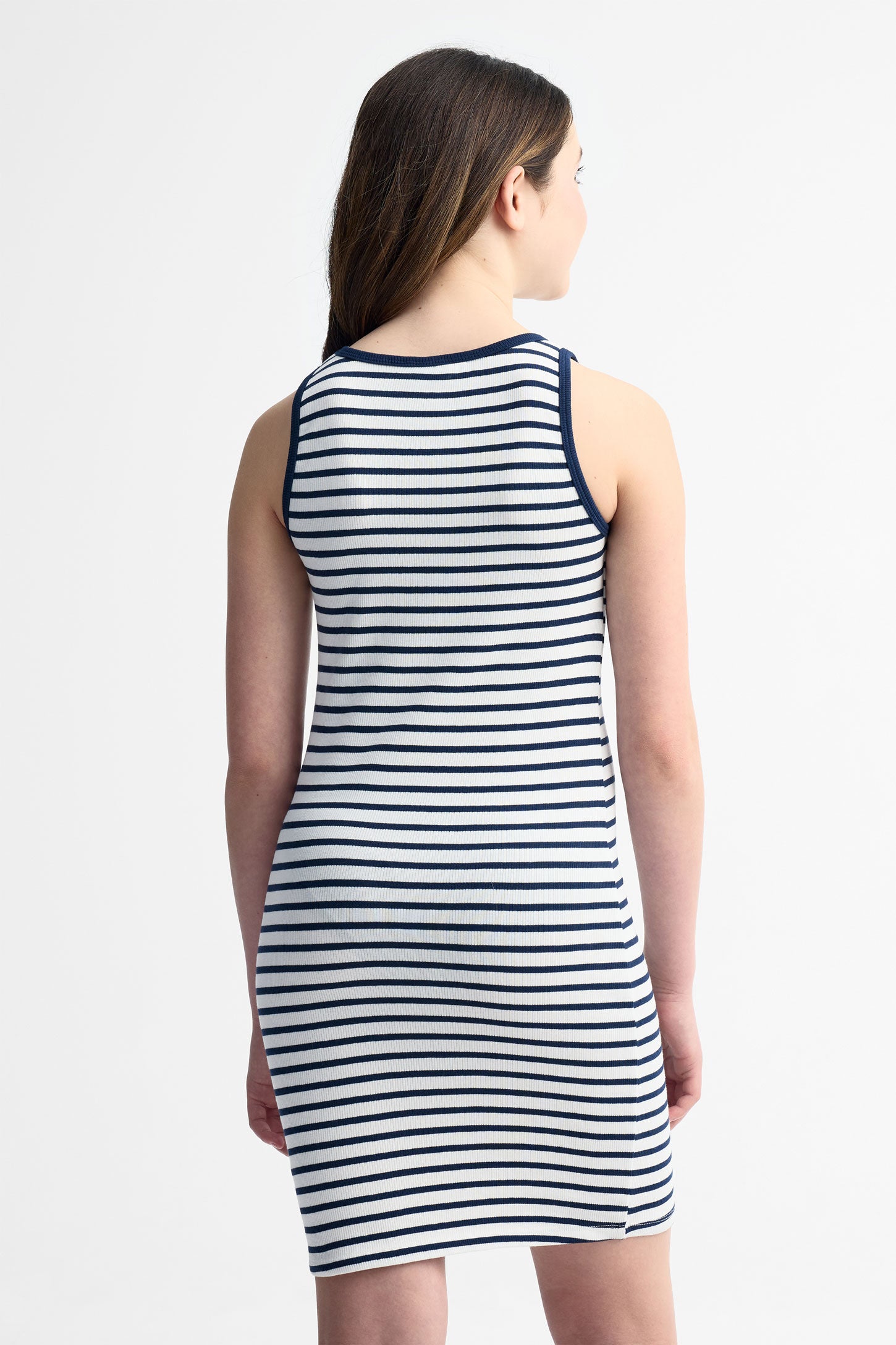 Robe halter côtelée coton - Ado fille && BLEU MARINE MUL