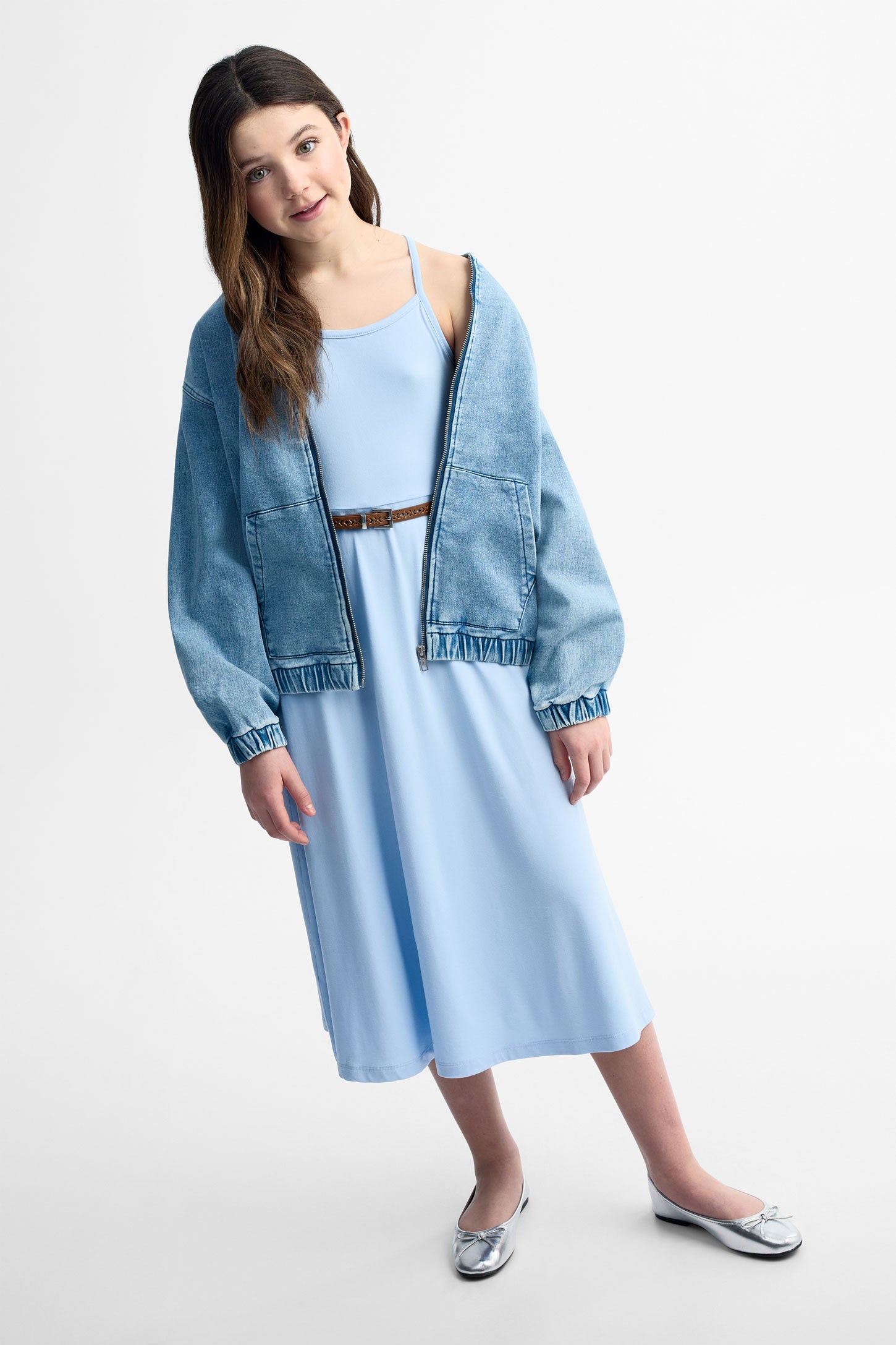 Robe midi en moss - Ado fille && BLEU
